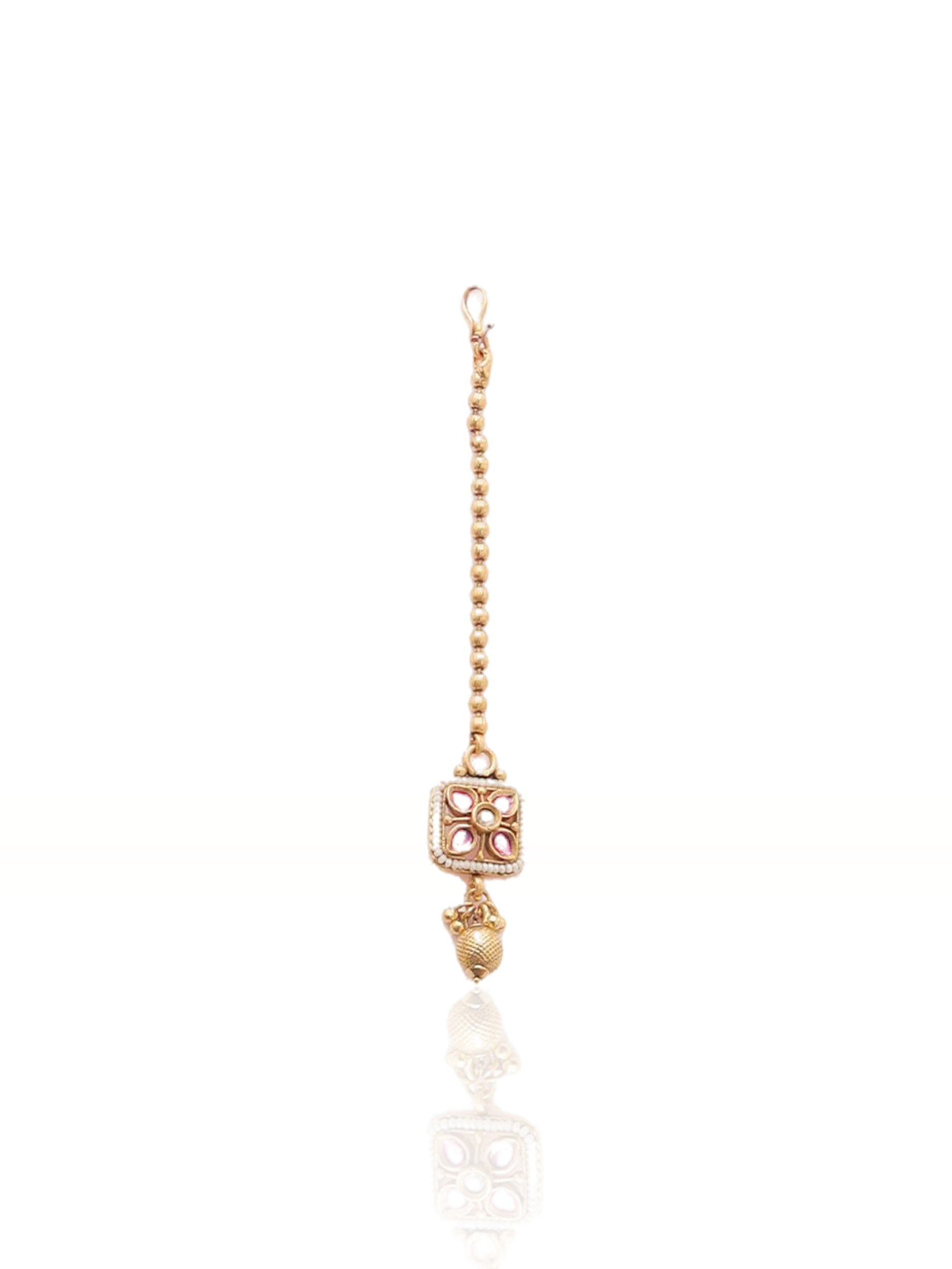 Itrani Heritage Bloom Gold-Tone Brass Rajwadi Choker Necklace Set with Rani Pink Stone & Jhumka Earrings