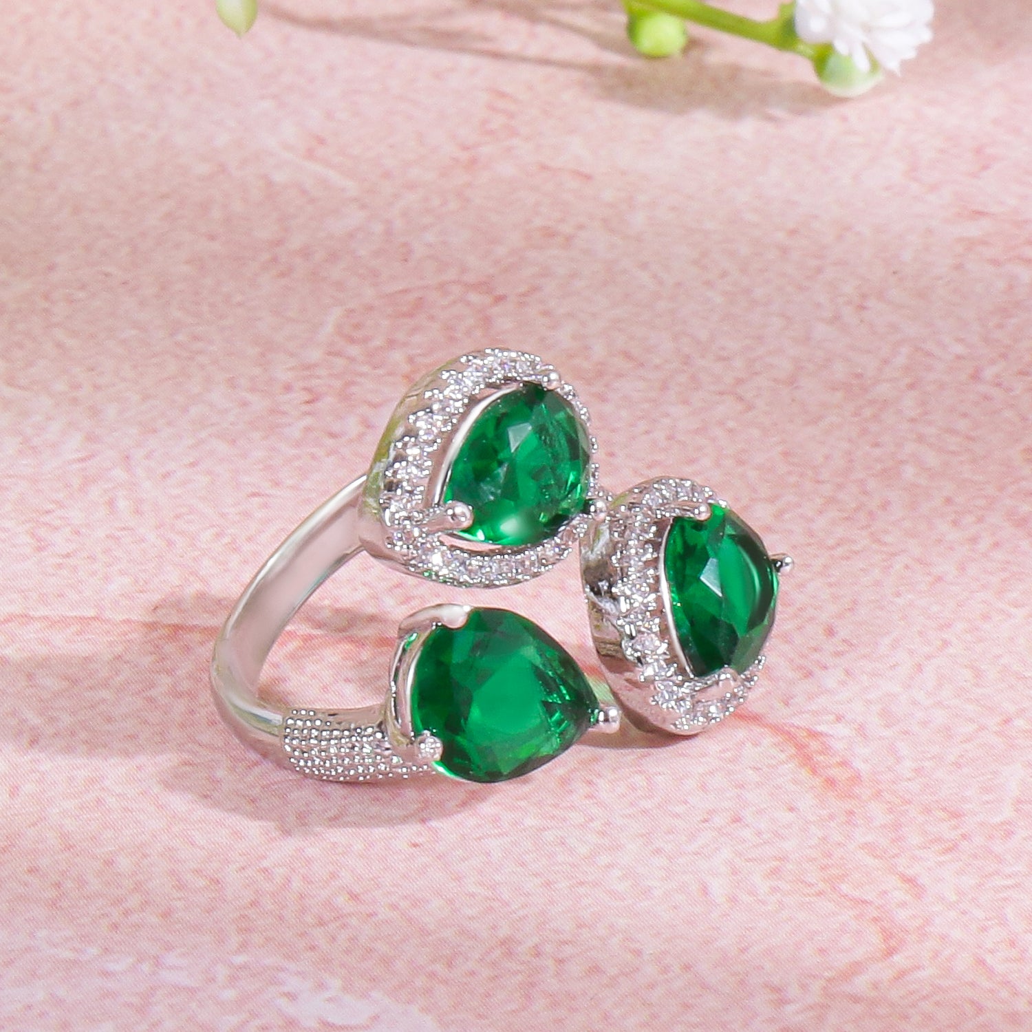 Itrani Radiant Emerald Elegance Adjustable Ring