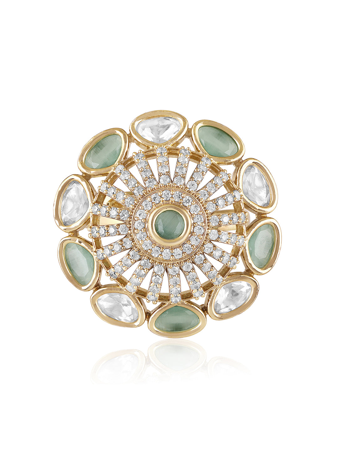 Itrani Celestial Radiance Mint Green & Pink Stone Statement Ring