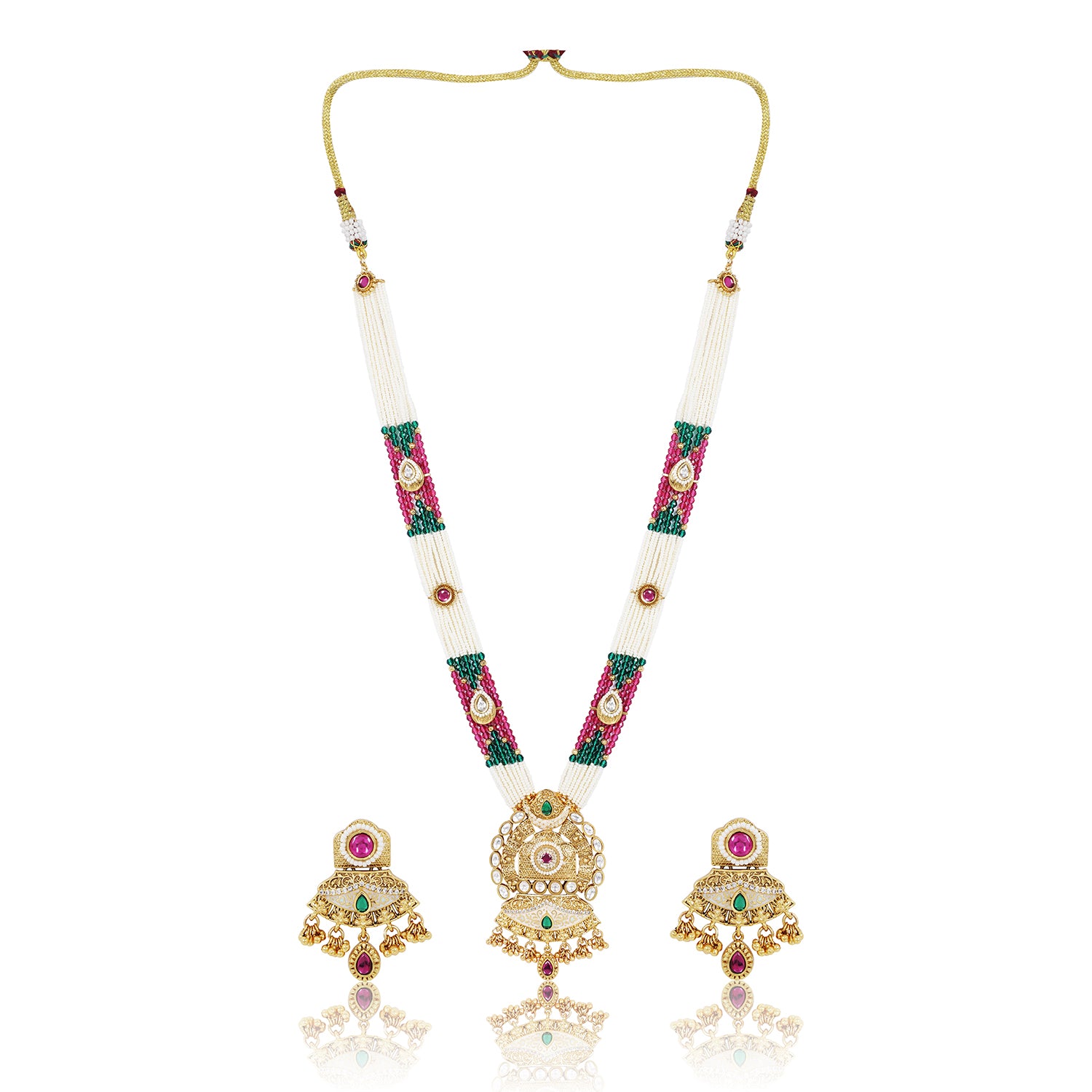 Itrani Royal Rajwadi Long Haar with Polki and Kidiya Moti