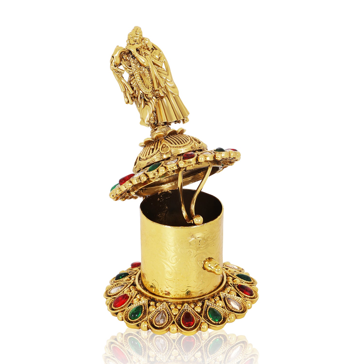 Itrani Regal Bloom Sindoor Box with Multicolor Stones