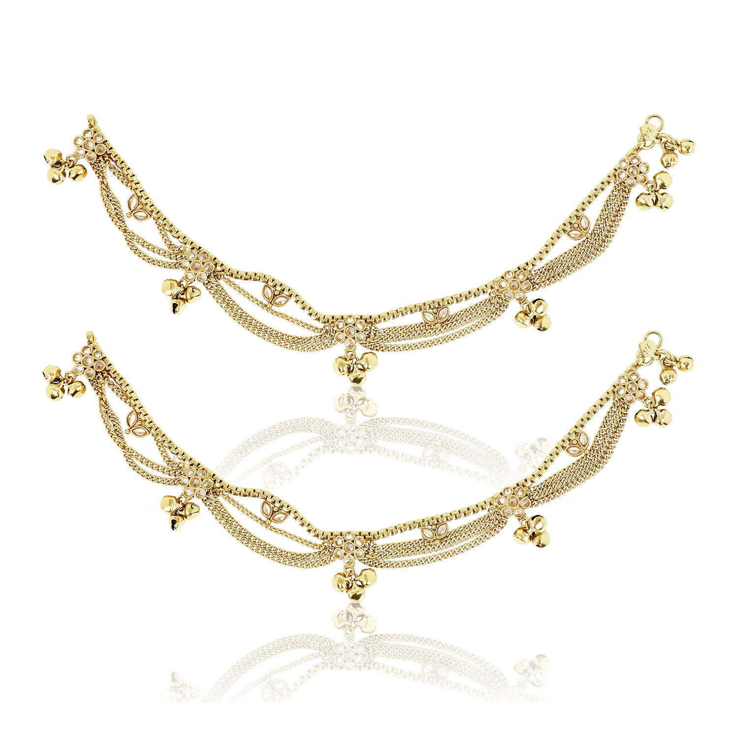 Itrani Antique Mehandi Finish Payal with Ghungroo