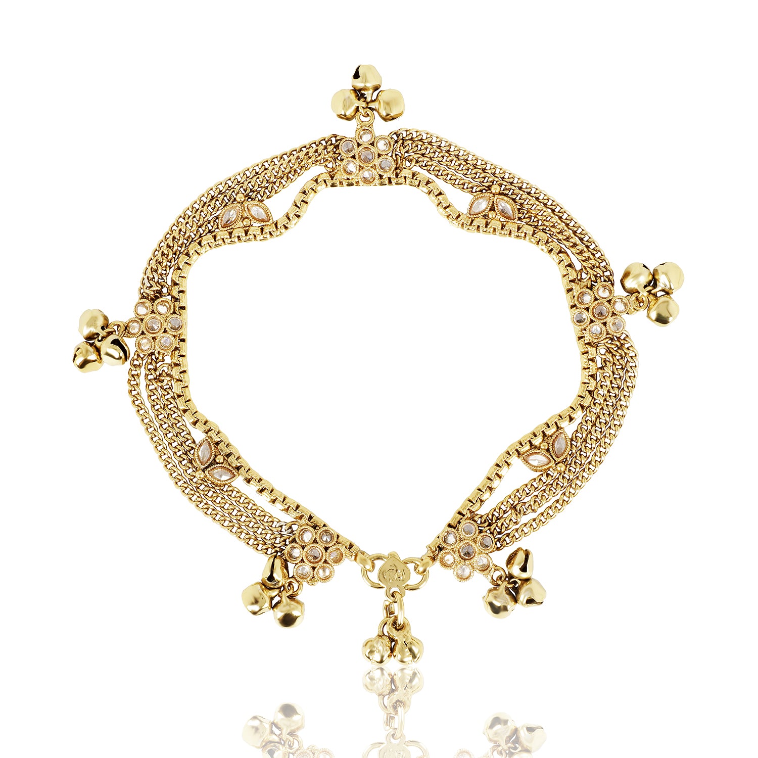 Itrani Antique Mehandi Finish Payal with Ghungroo