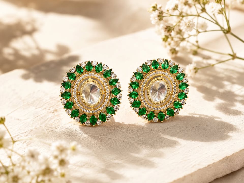 Itrani Emerald Royale Halo Stud Earrings