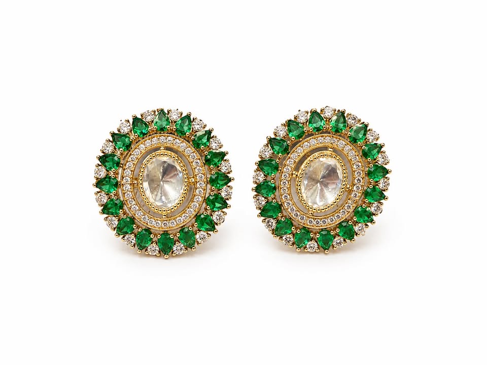 Itrani Emerald Royale Halo Stud Earrings