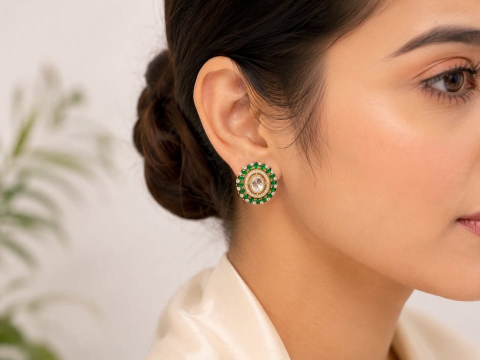 Itrani Emerald Royale Halo Stud Earrings
