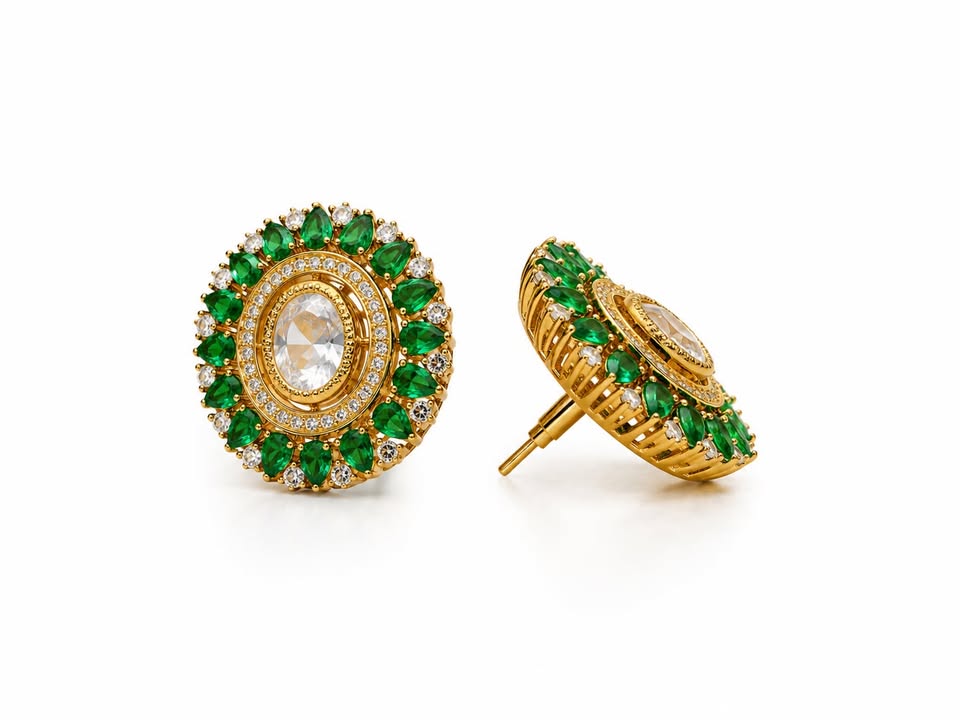 Itrani Emerald Royale Halo Stud Earrings