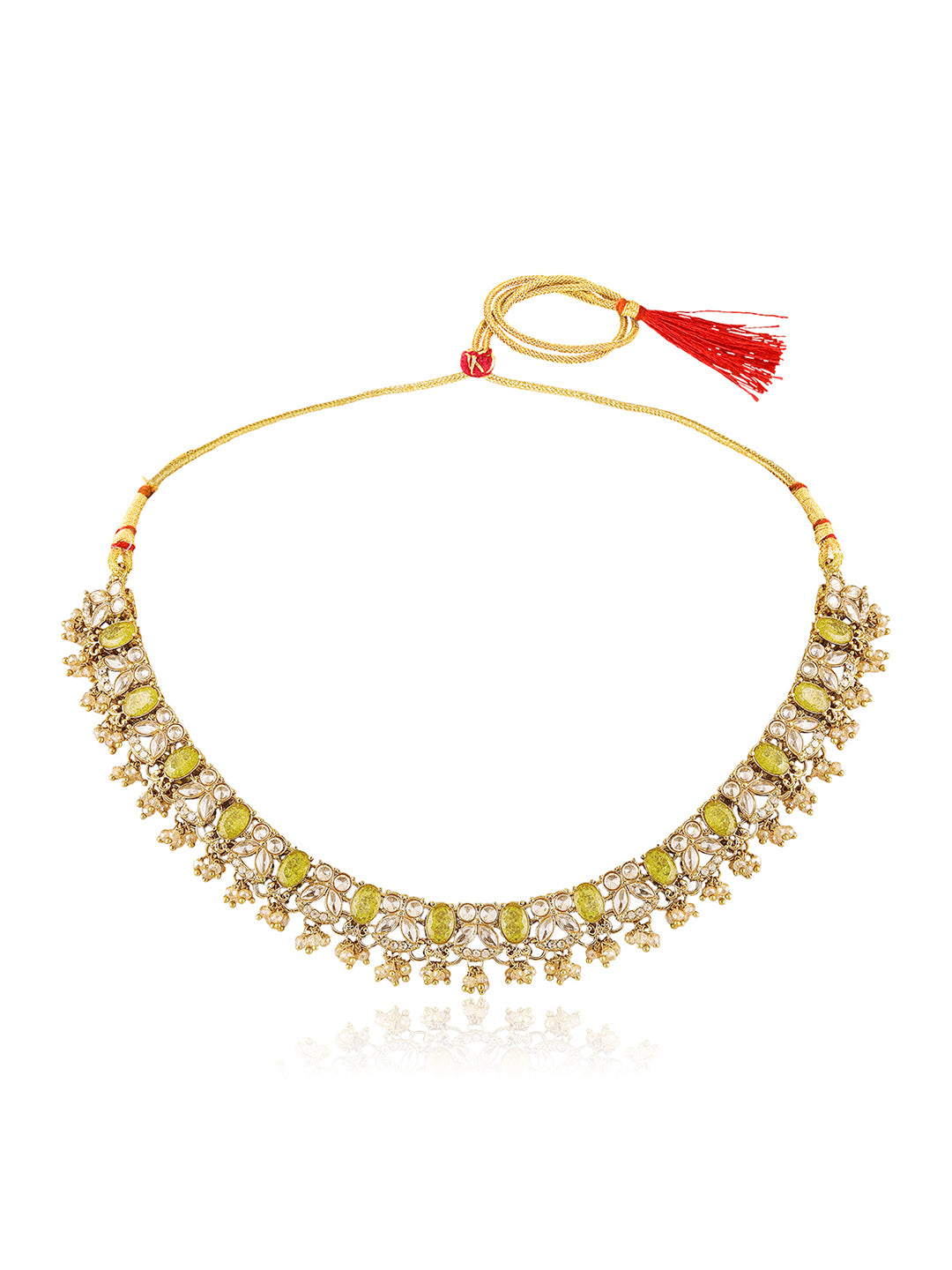 Itrani Mehendi Colour Stones Antique Necklace Set