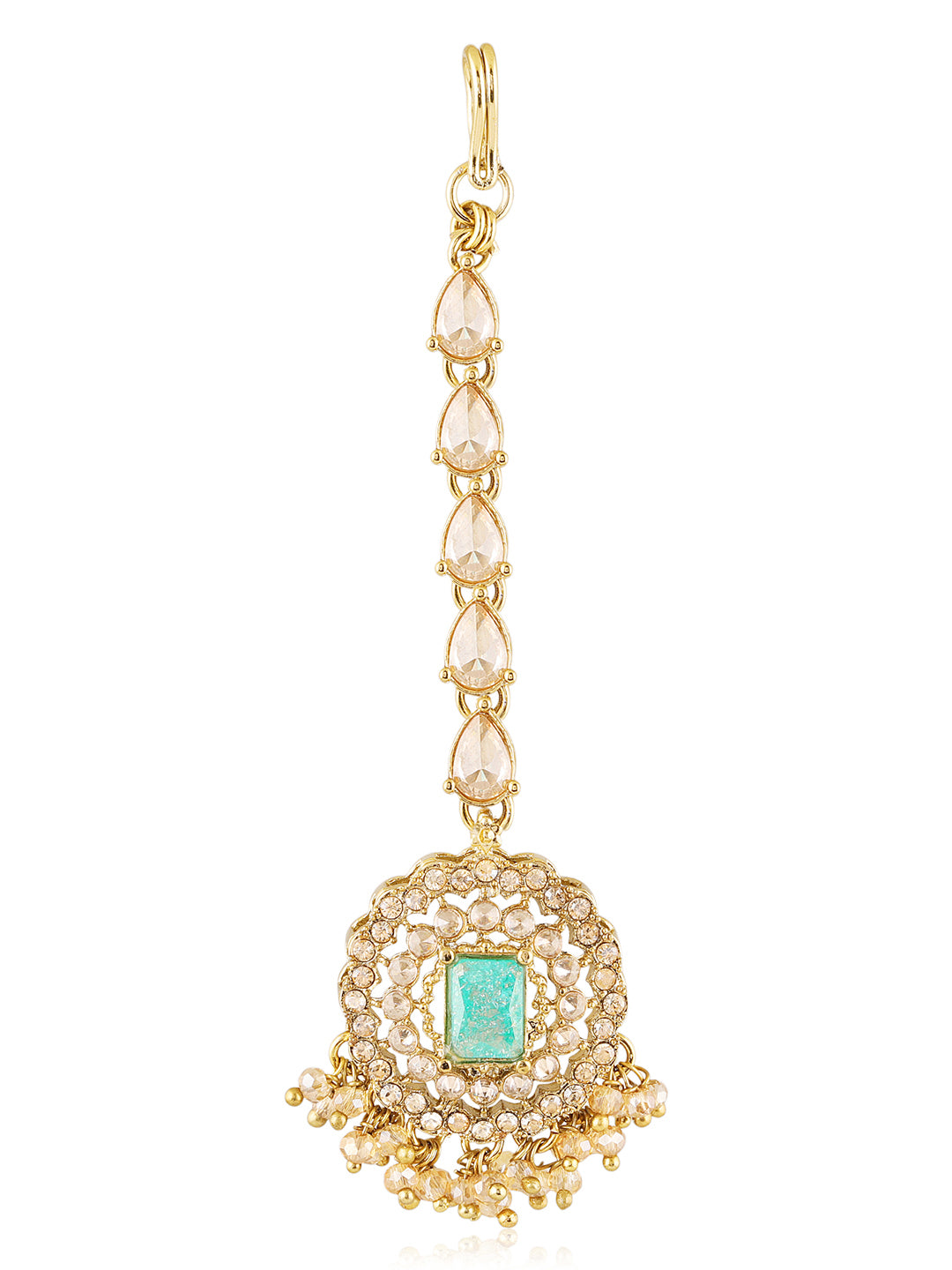 Itrani Royal Multicolor Reverse AD Stone Bridal Necklace Set – Antique Finish with Jhumka Earrings & Maang Tikka