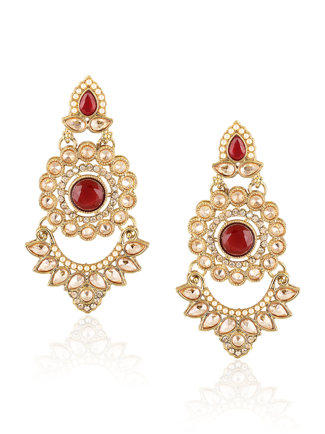 Itrani Royal Ruby Reverse AD Stone Necklace Set with Earrings & Maang Tikka – Bridal & Festive Jewellery