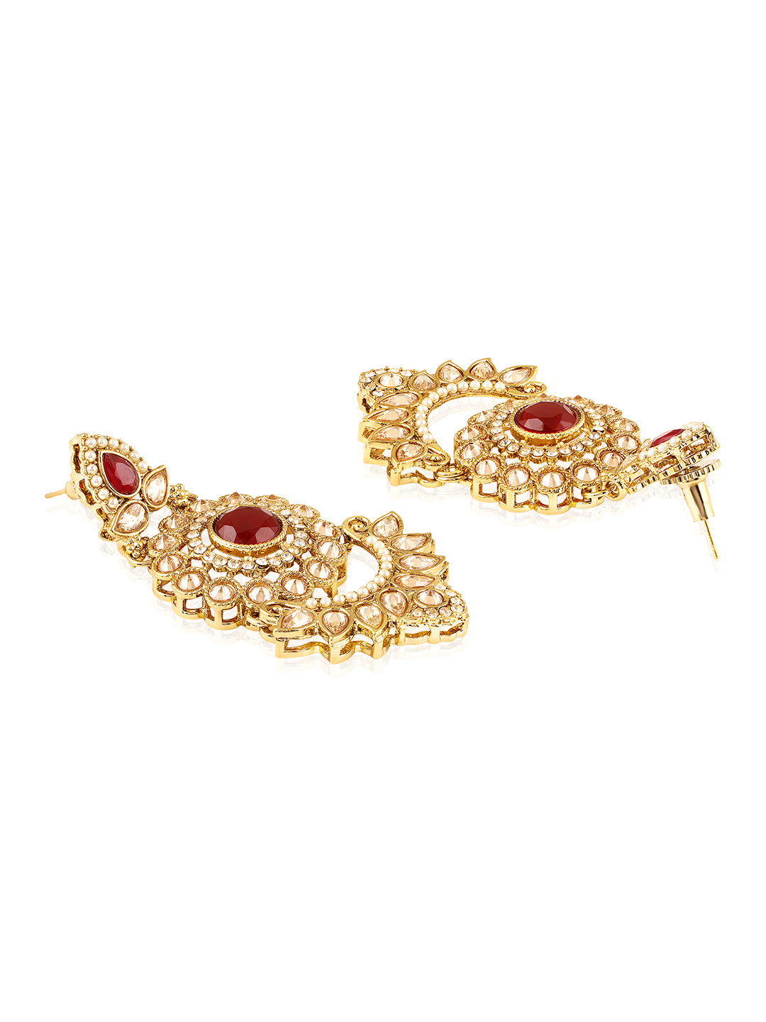 Itrani Royal Ruby Reverse AD Stone Necklace Set with Earrings & Maang Tikka – Bridal & Festive Jewellery