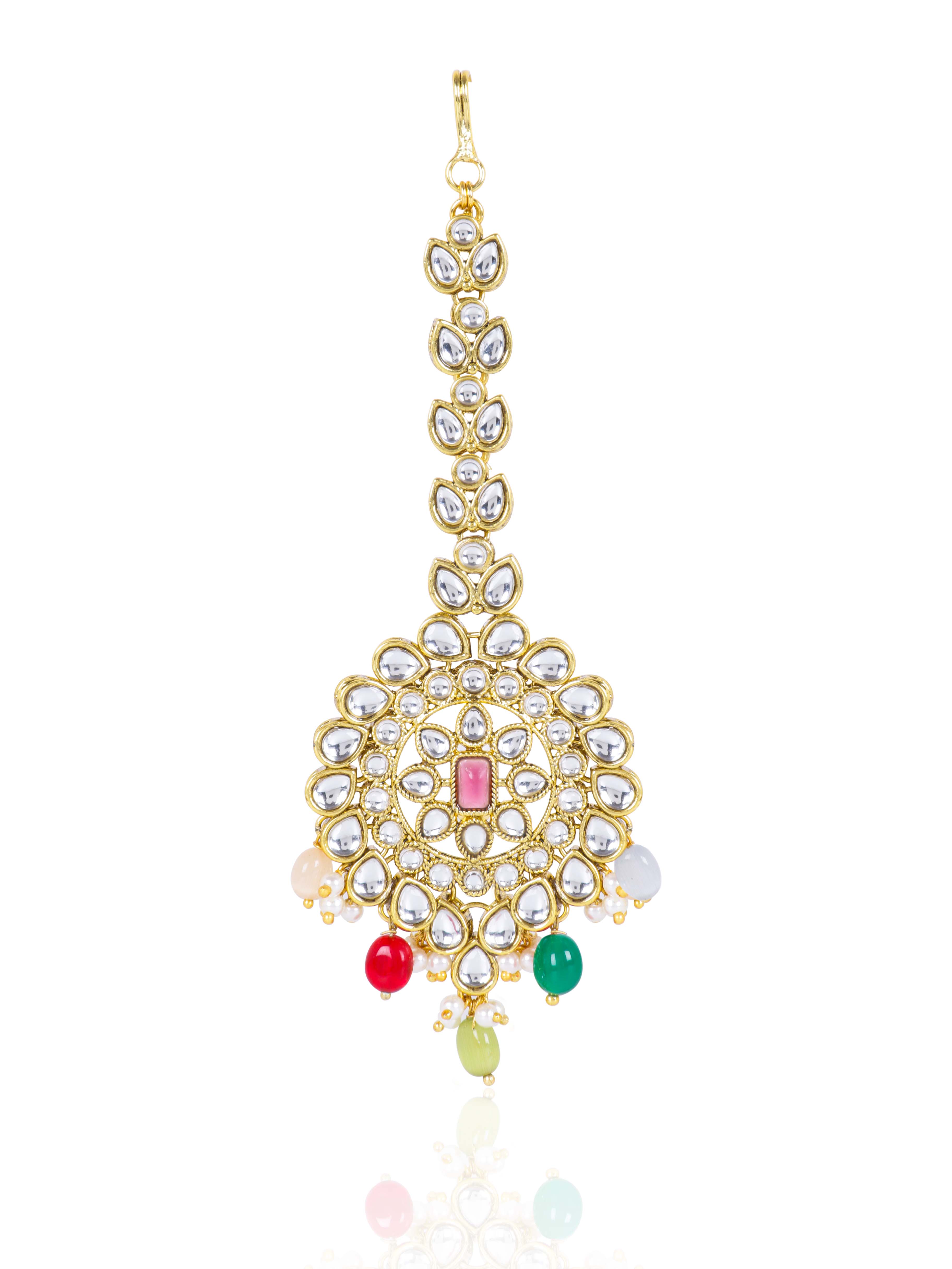 Itrani Royal Polki Multicolor Kundan Necklace Set – Brass with Anti-Tarnish Finish Clearance