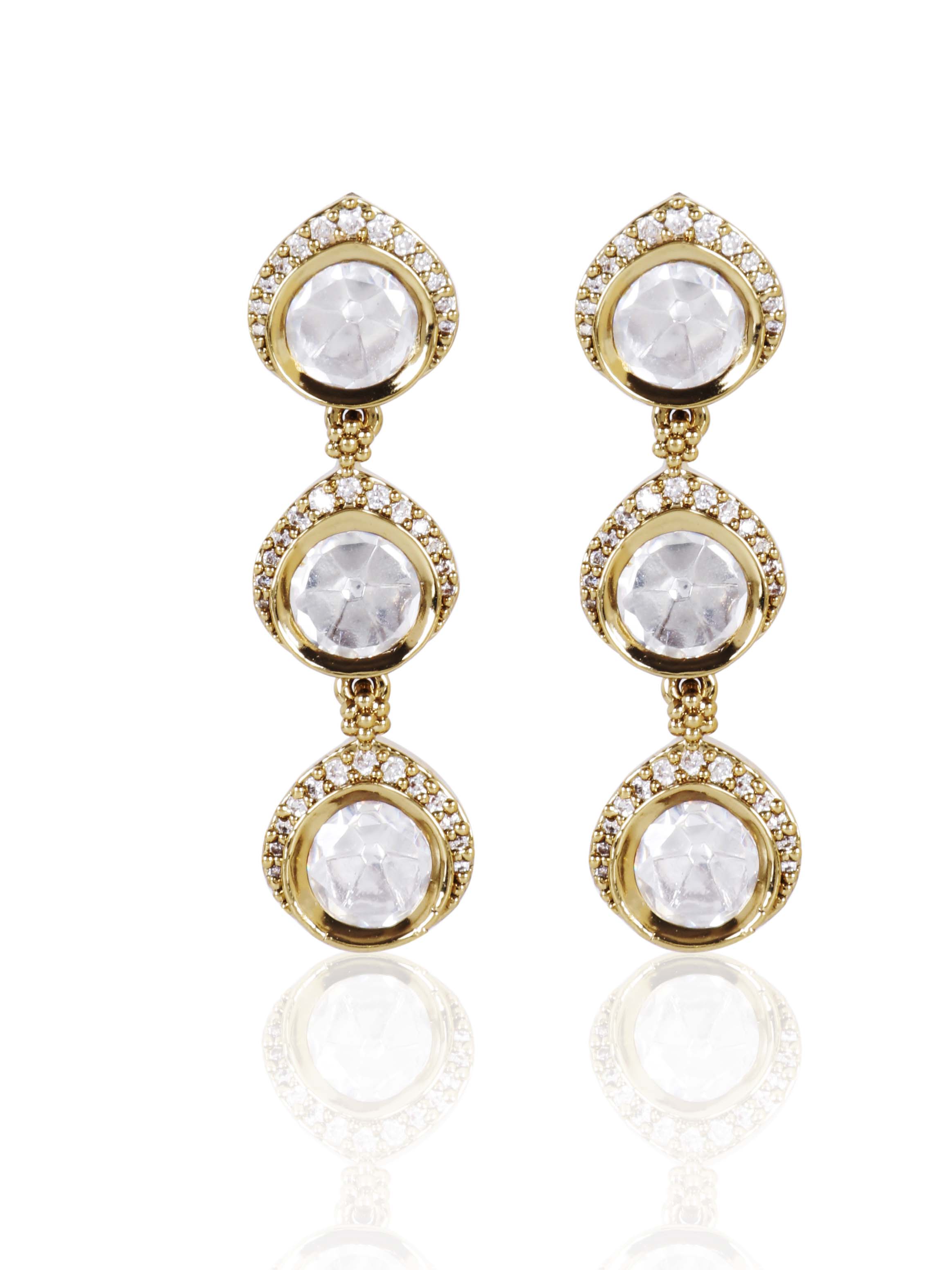 Itrani Sparkle Charm Kundan Necklace Set – Brass Finish with Anti-Tarnish Polish