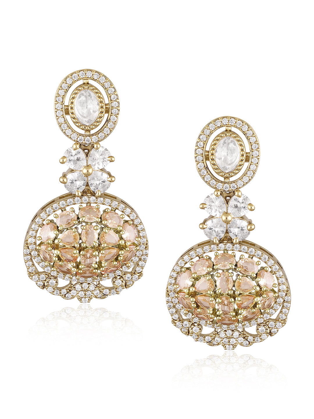 Itrani Champagne Crystal Victorian Style Uncut Diamond Necklace Set