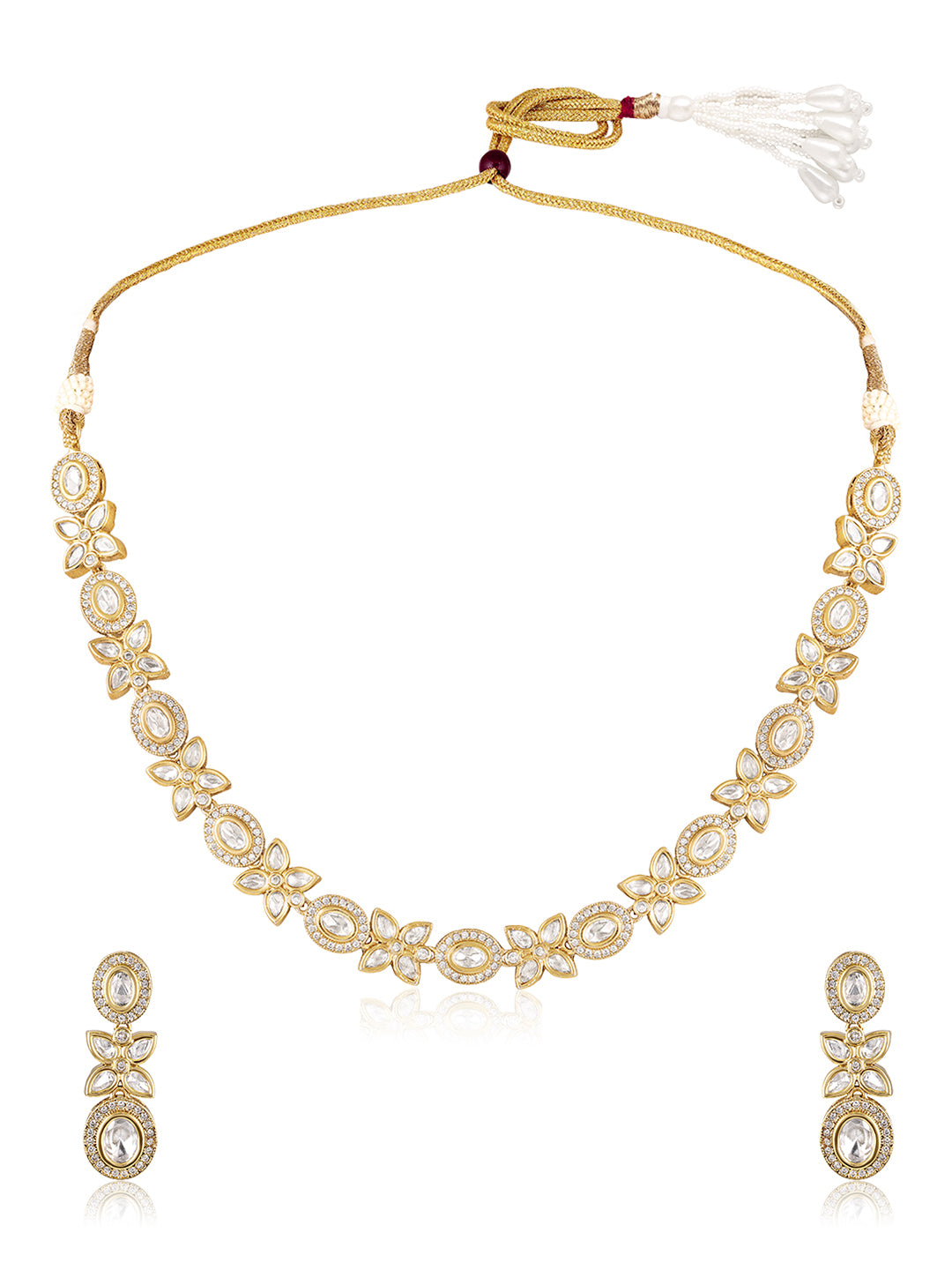 Itrani Eternal Flowerish Grace Polki and setting Stone Necklace Set