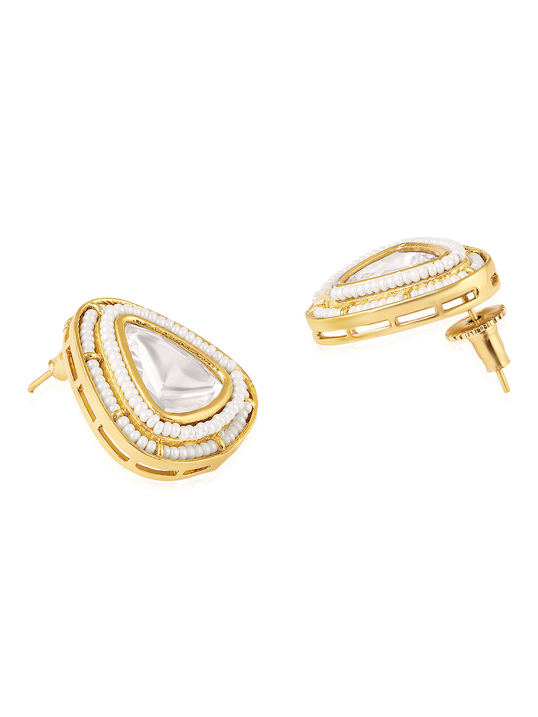 Itrani Antique Pearl Mala With Moissanite centre Stone Pendant Necklace Set – Anti-Tarnish Brass with Moissanite and Setting Stone Detailing