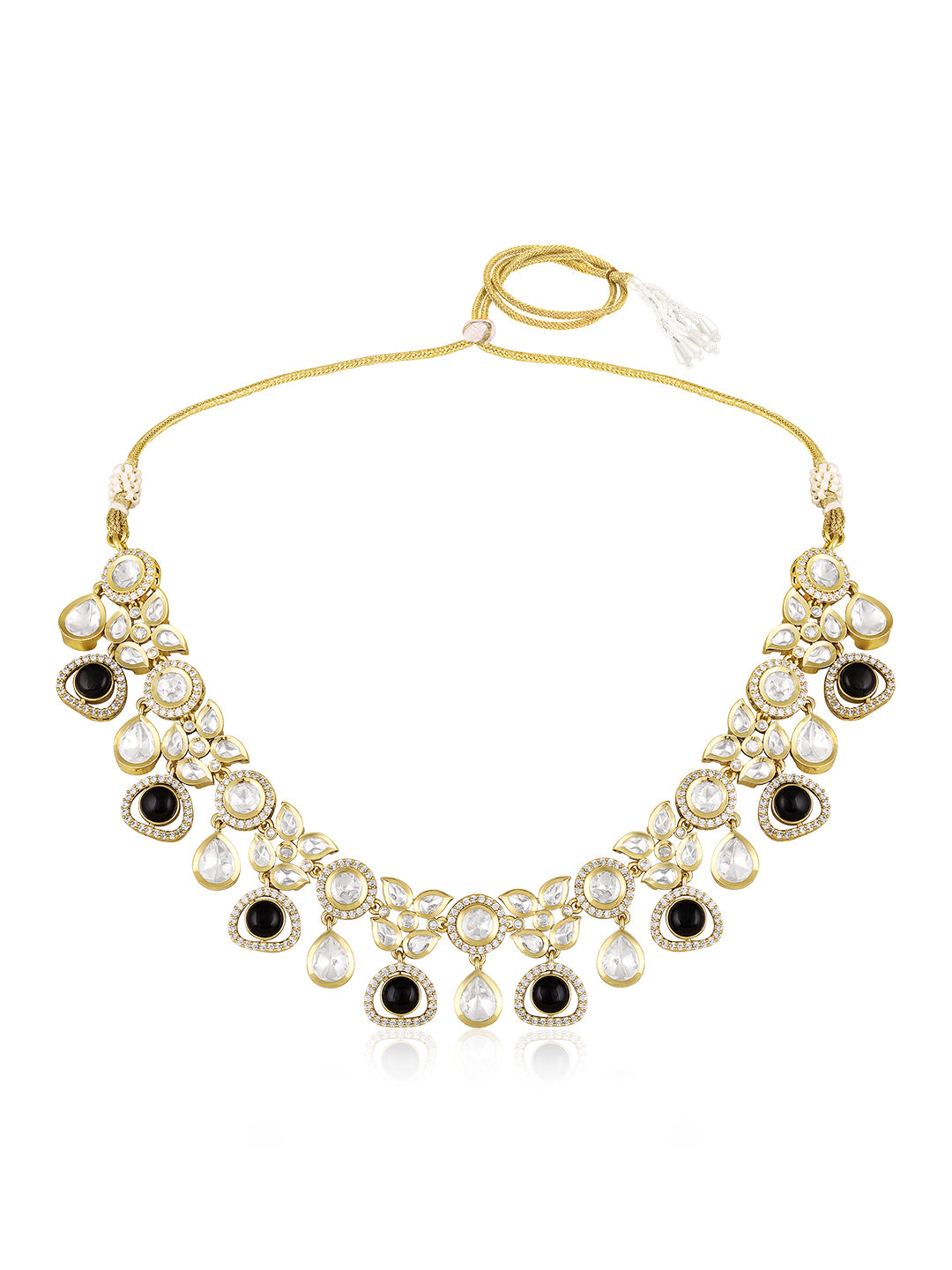 Itrani Black Beauty Moissanite,Polki Stone Necklace Set