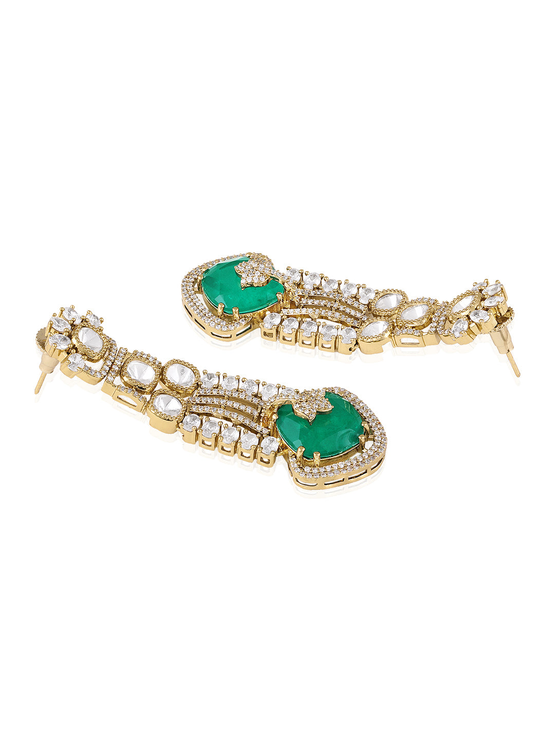 Itrani Zoya Emerald Green, Double-8 Stone with polki Premium Necklace Set.