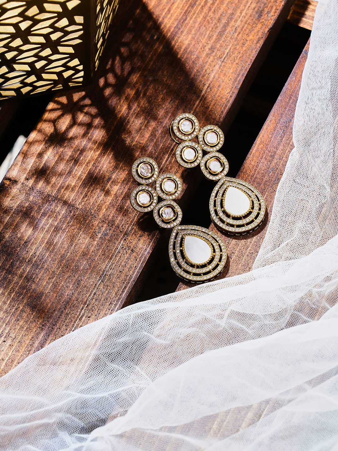 Itrani Mother of Pearl and American Diamond Drop Earrings