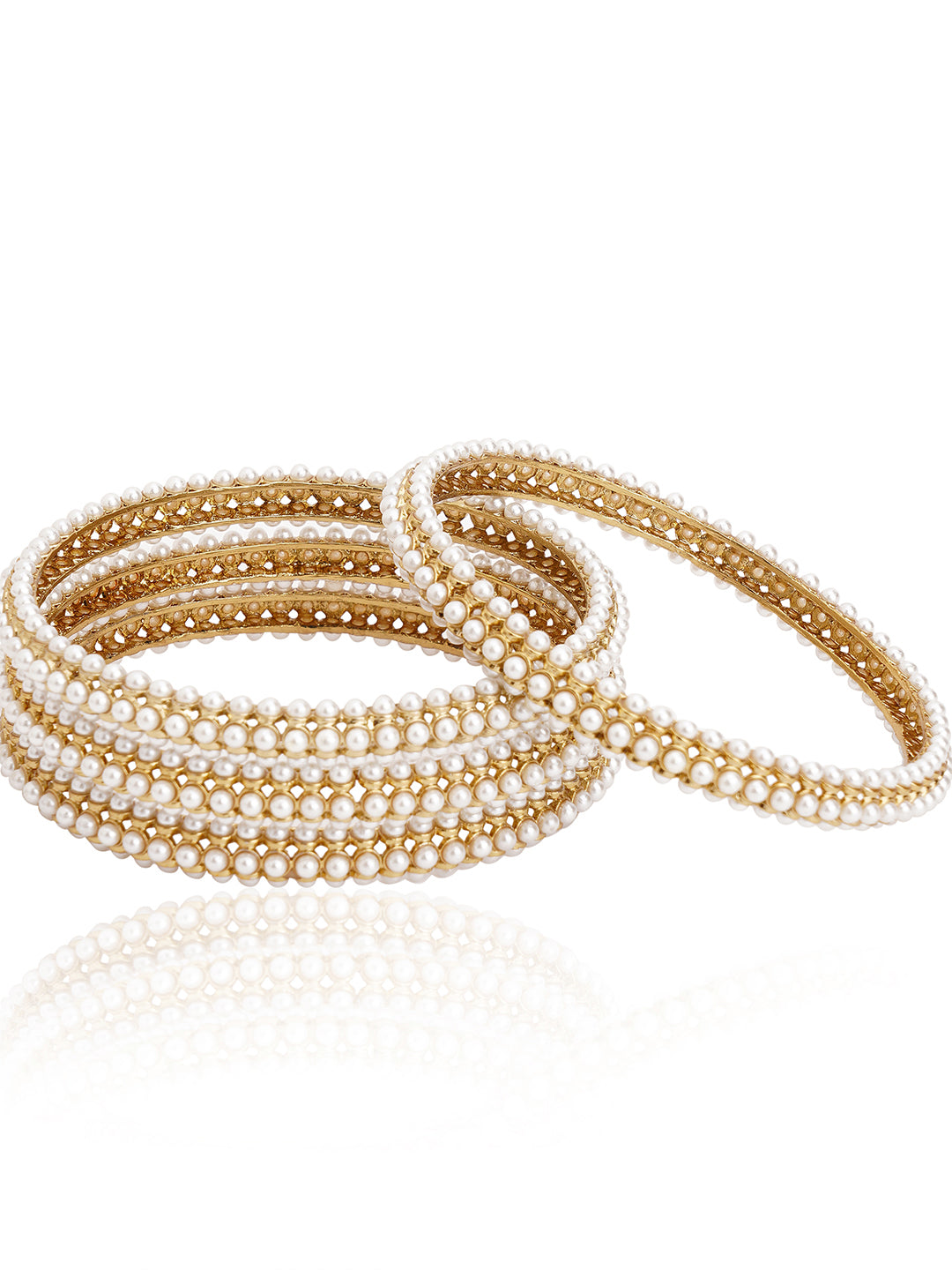 Itrani Antique Finish Triple Layered Pearl Bangle set