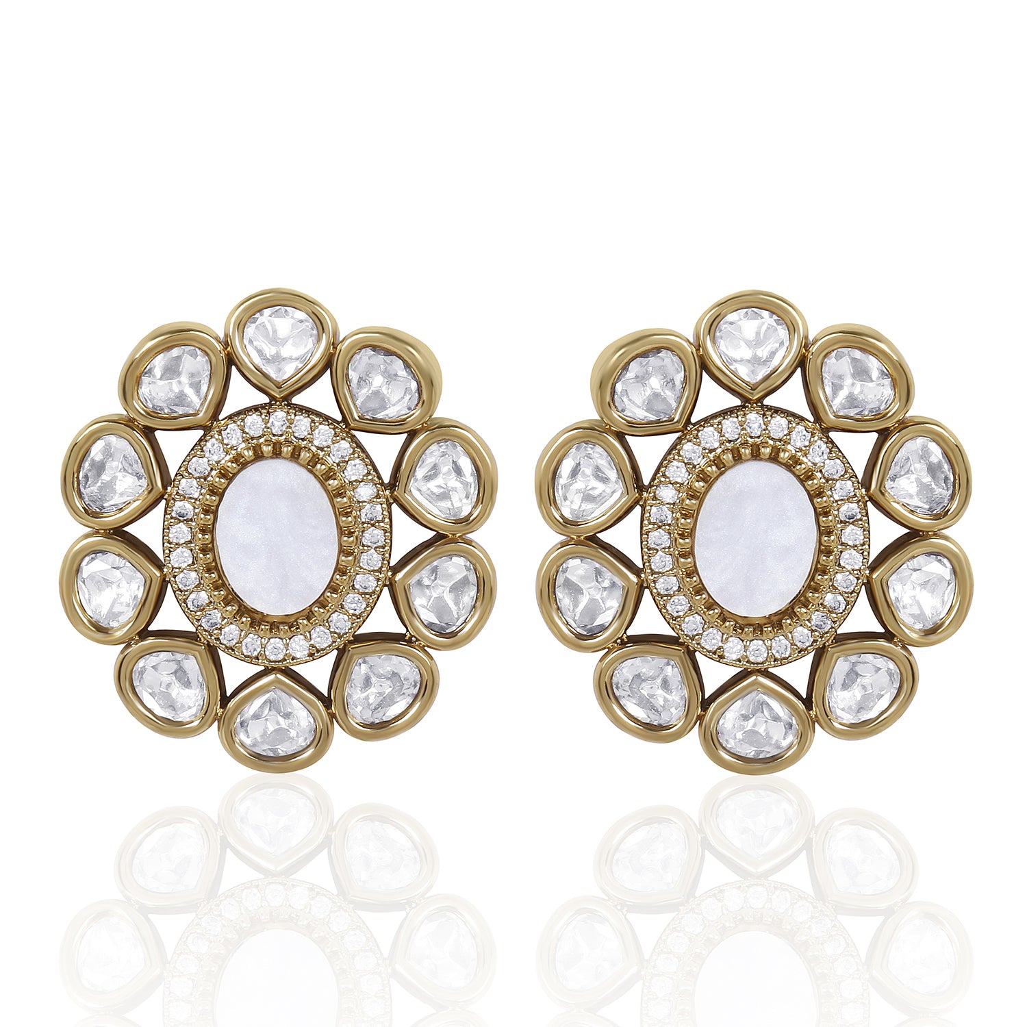 Itrani Antique Finish Mother of Pearl Tops Earrings