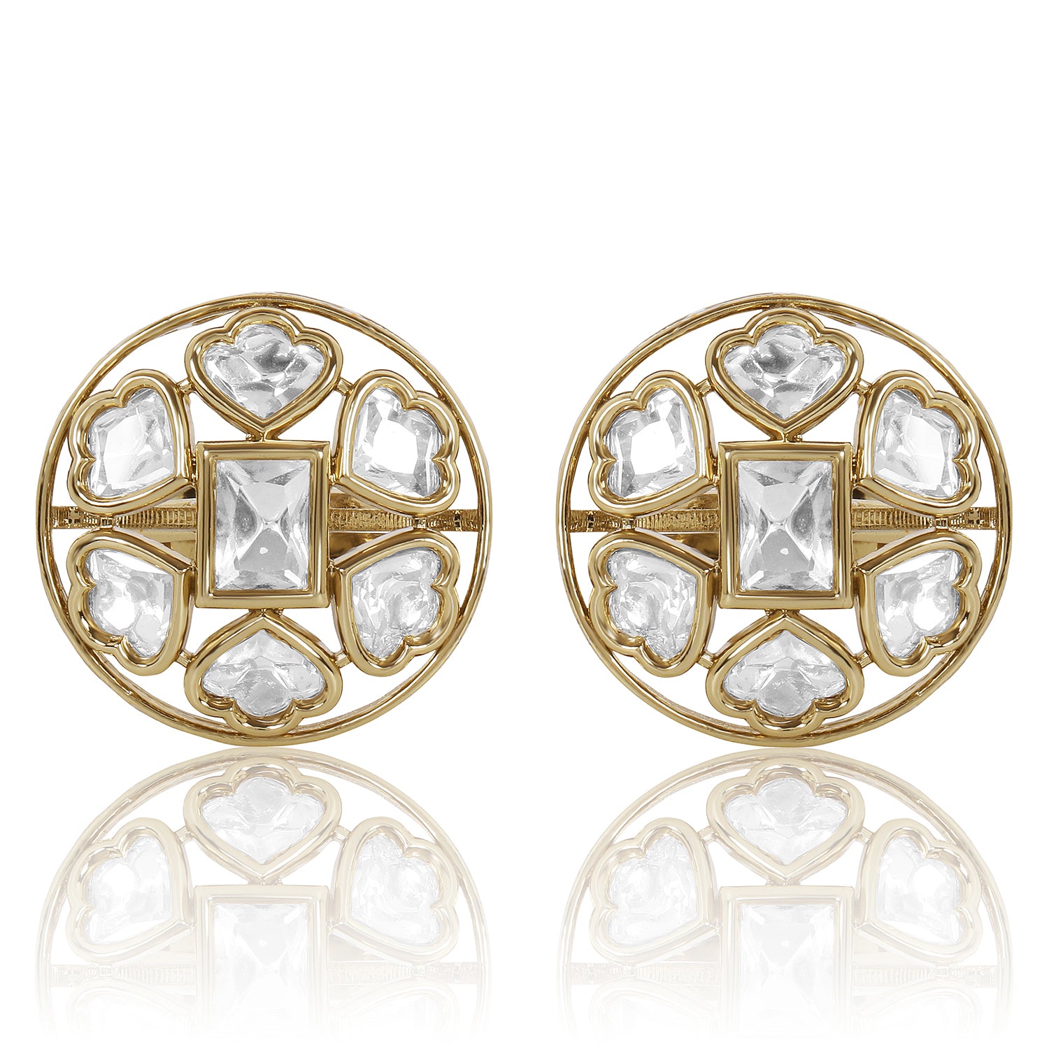 Itrani Elegant Gold-Toned Kundan Style American Diamond Cocktail Ring