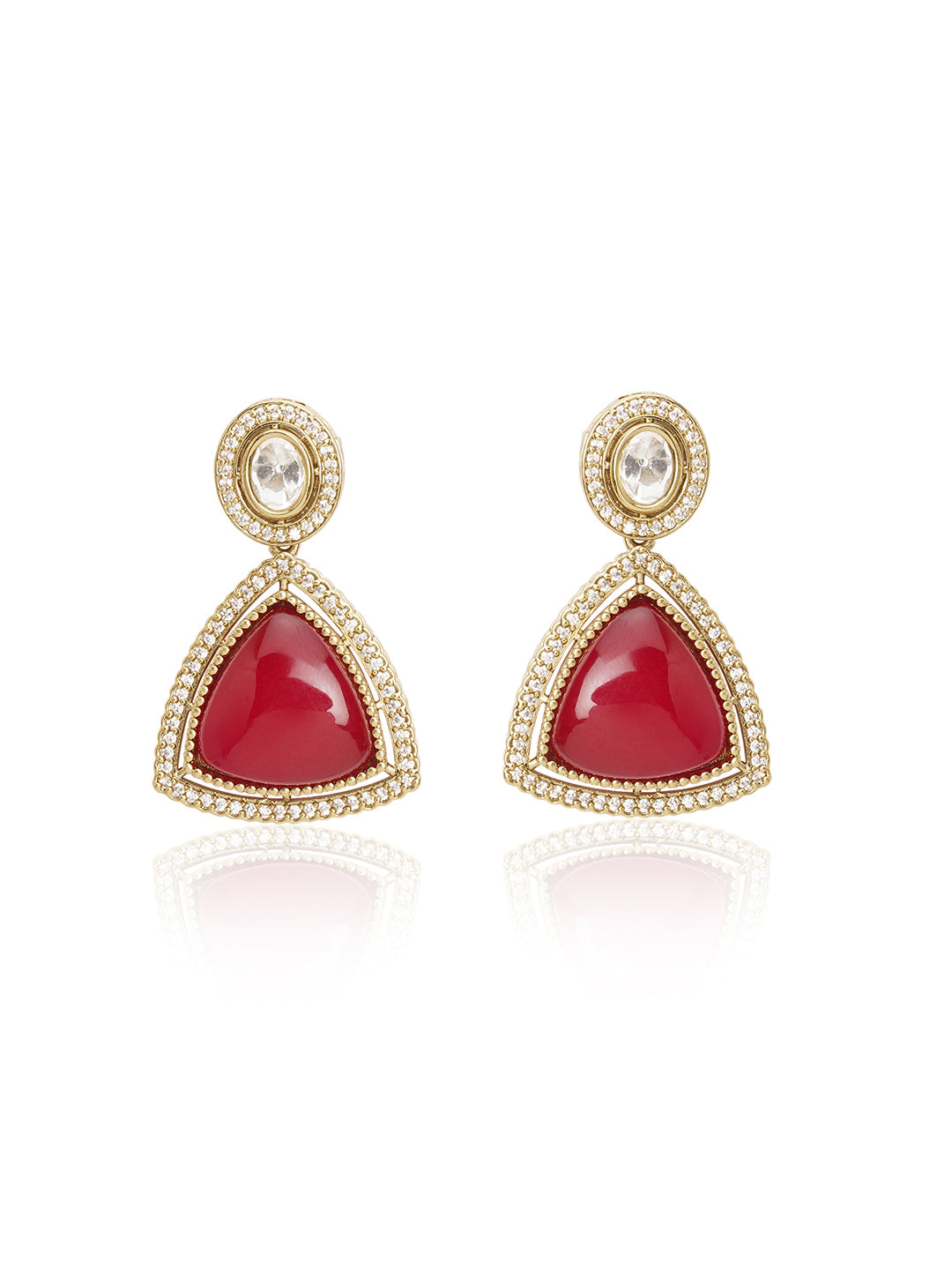 Itrani Luxe Ruby Polki American Diamond Drop Earrings