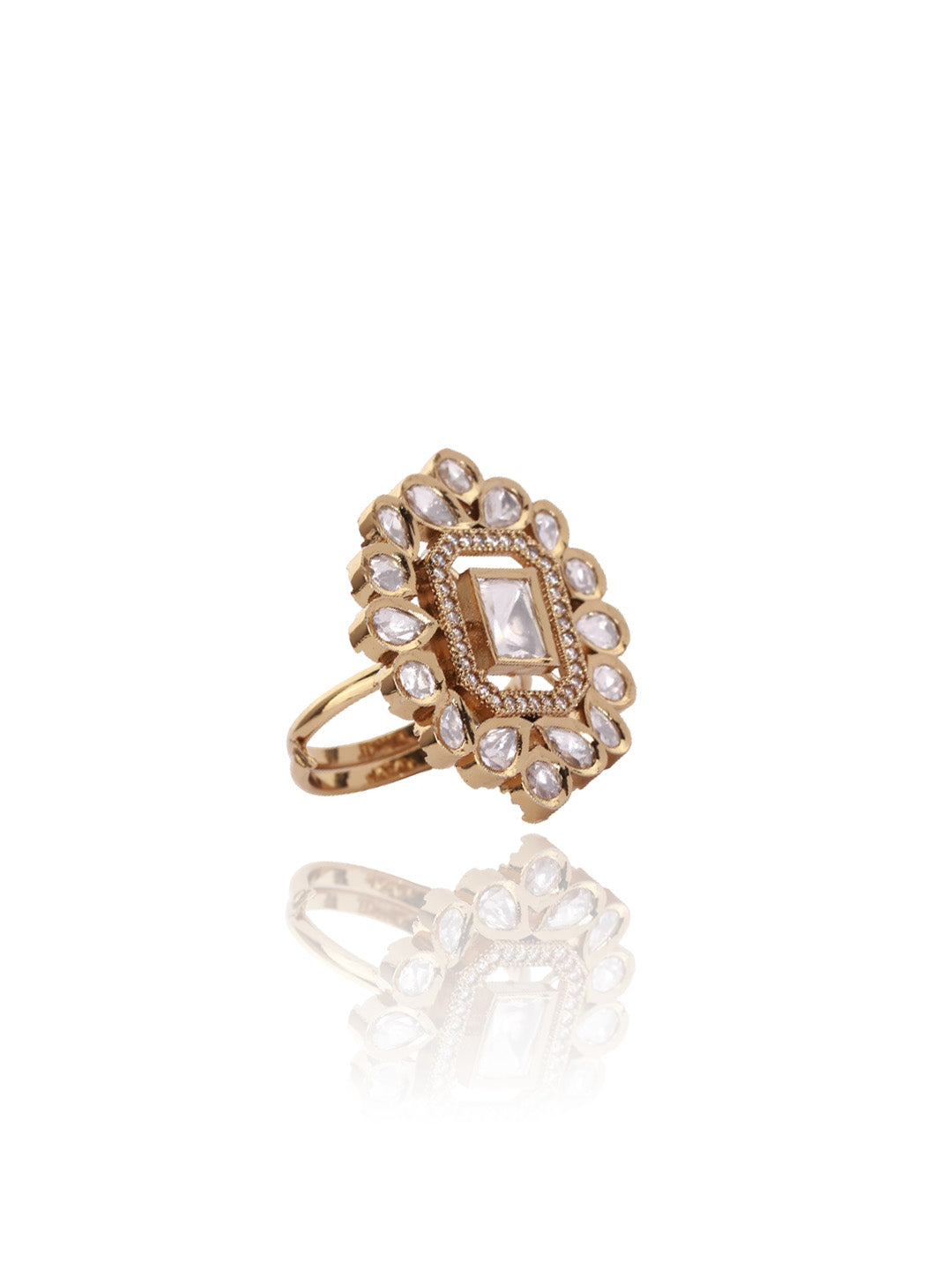 Itrani Regal Charm Polki Ring – Anti-Tarnish Brass with Classic Stonework