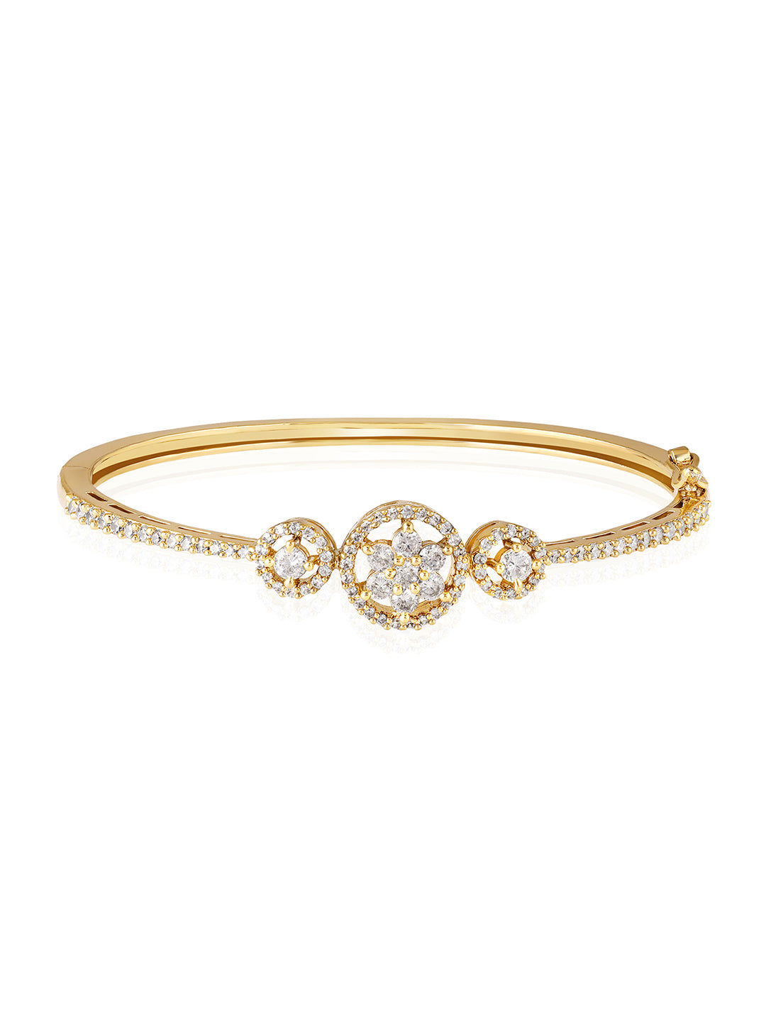 Itrani Elegant Gold Sparkle with Flower Style Brass Bracelet – Anti-Tarnish Designer clear Stones for Party & Festive Wear