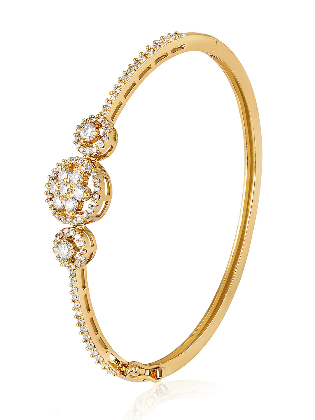 Itrani Elegant Gold Sparkle with Flower Style Brass Bracelet – Anti-Tarnish Designer clear Stones for Party & Festive Wear
