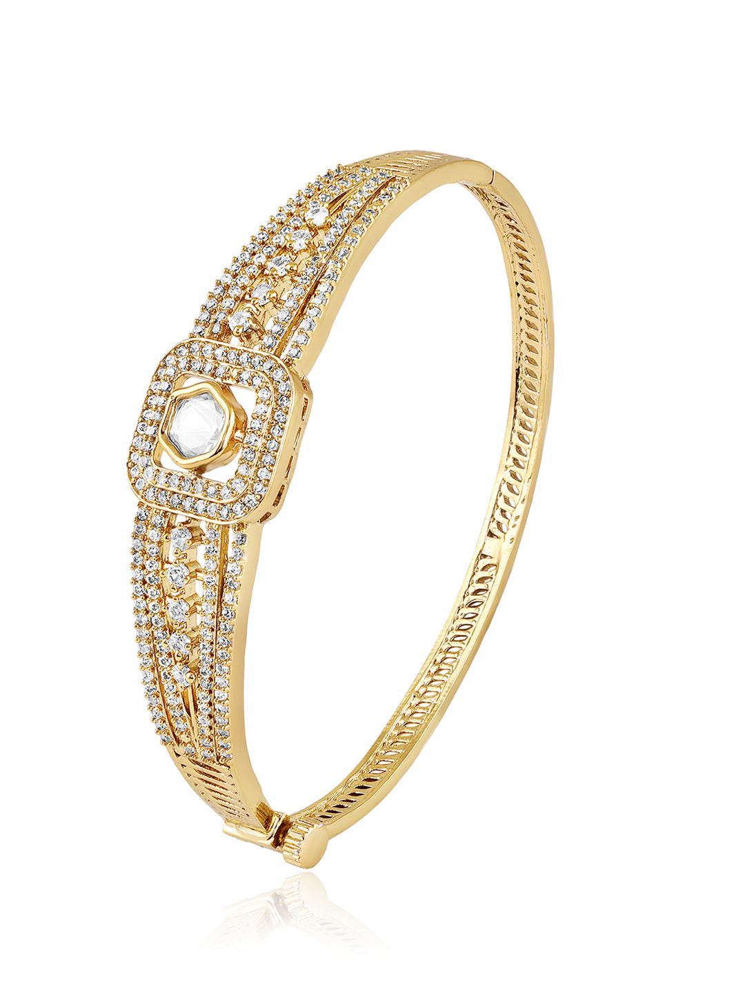 Itrani Noor Clear Polki Stone Brass Bracelet