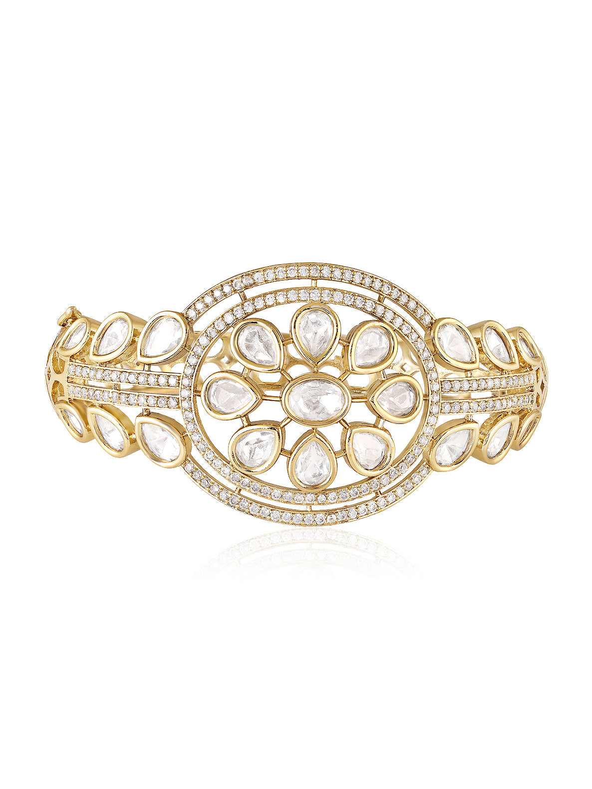 Itrani Luxe Clear Polki With Setting Stones Glow Statement Bracelet