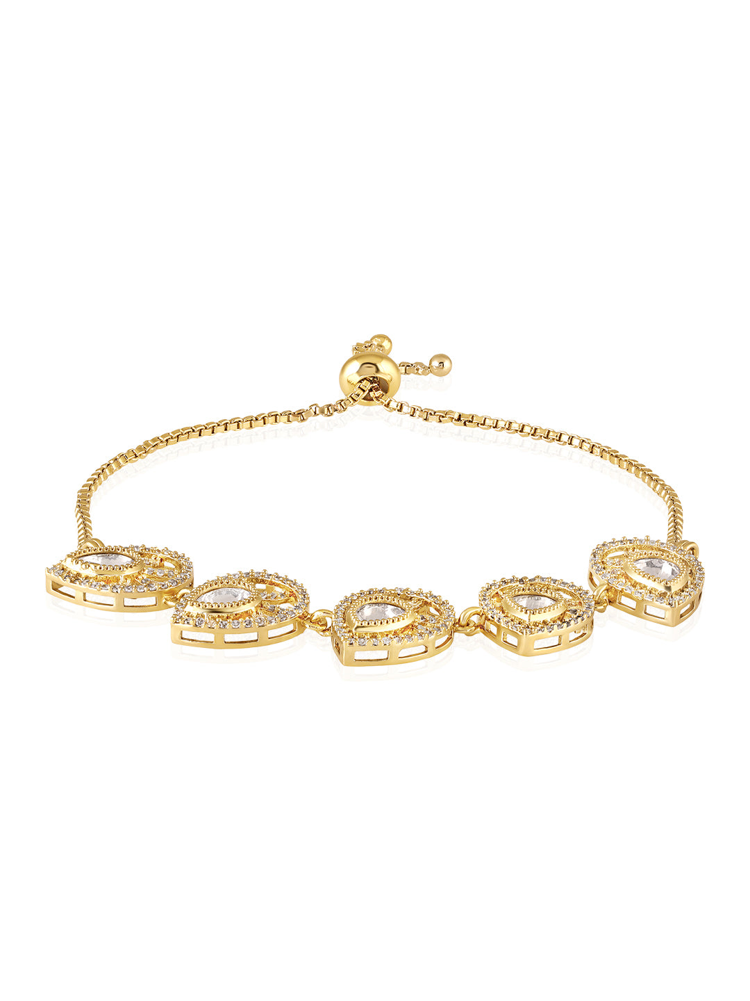 Itrani Royal Sparkle Leaf Style Brass Adjustable Bracelet – Anti-Tarnish Designer Bracelet with Moissanite Stones for Festive & Party Wear