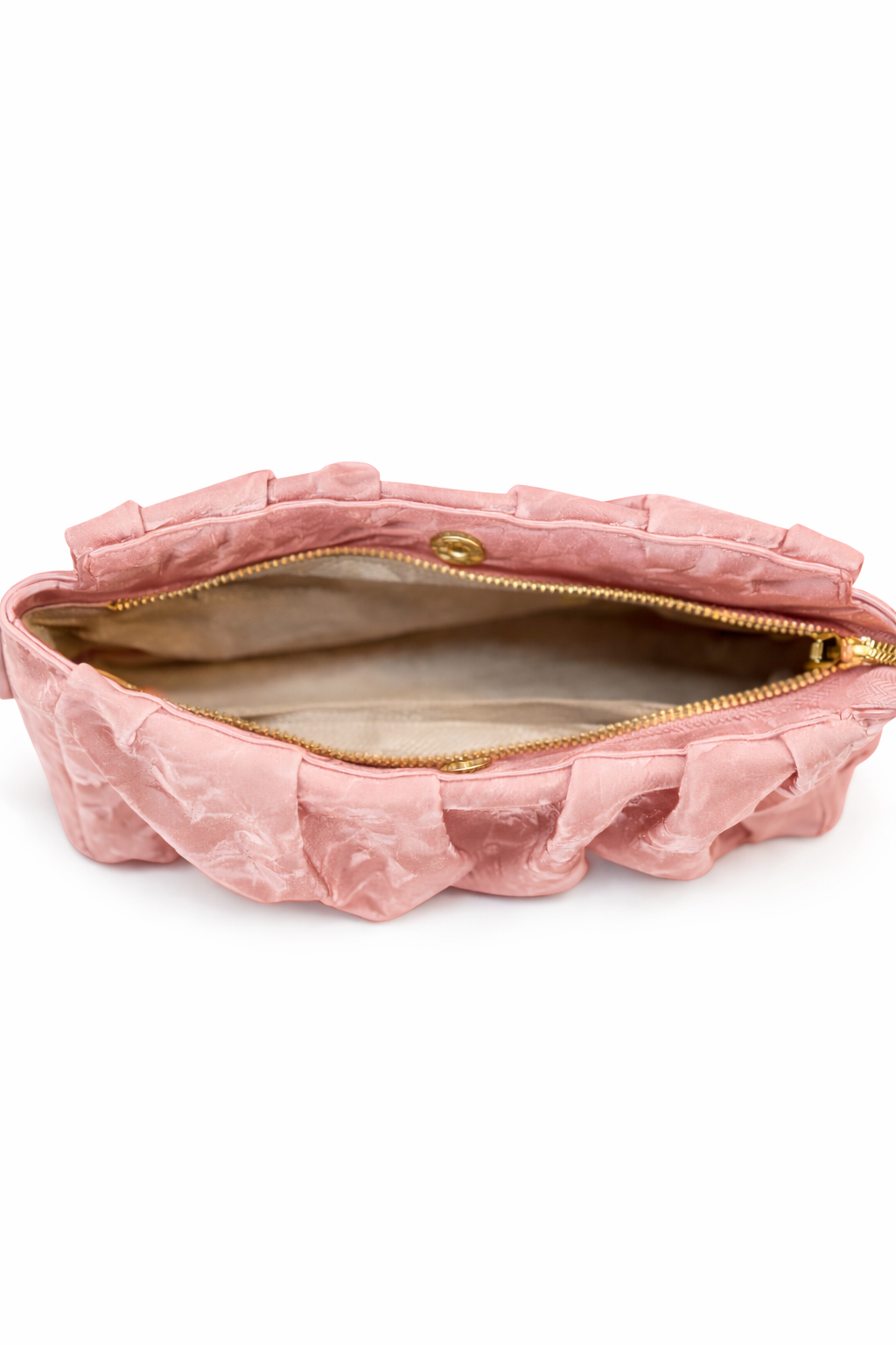 Blush Pink Velvet Pleated Shoulder Bag