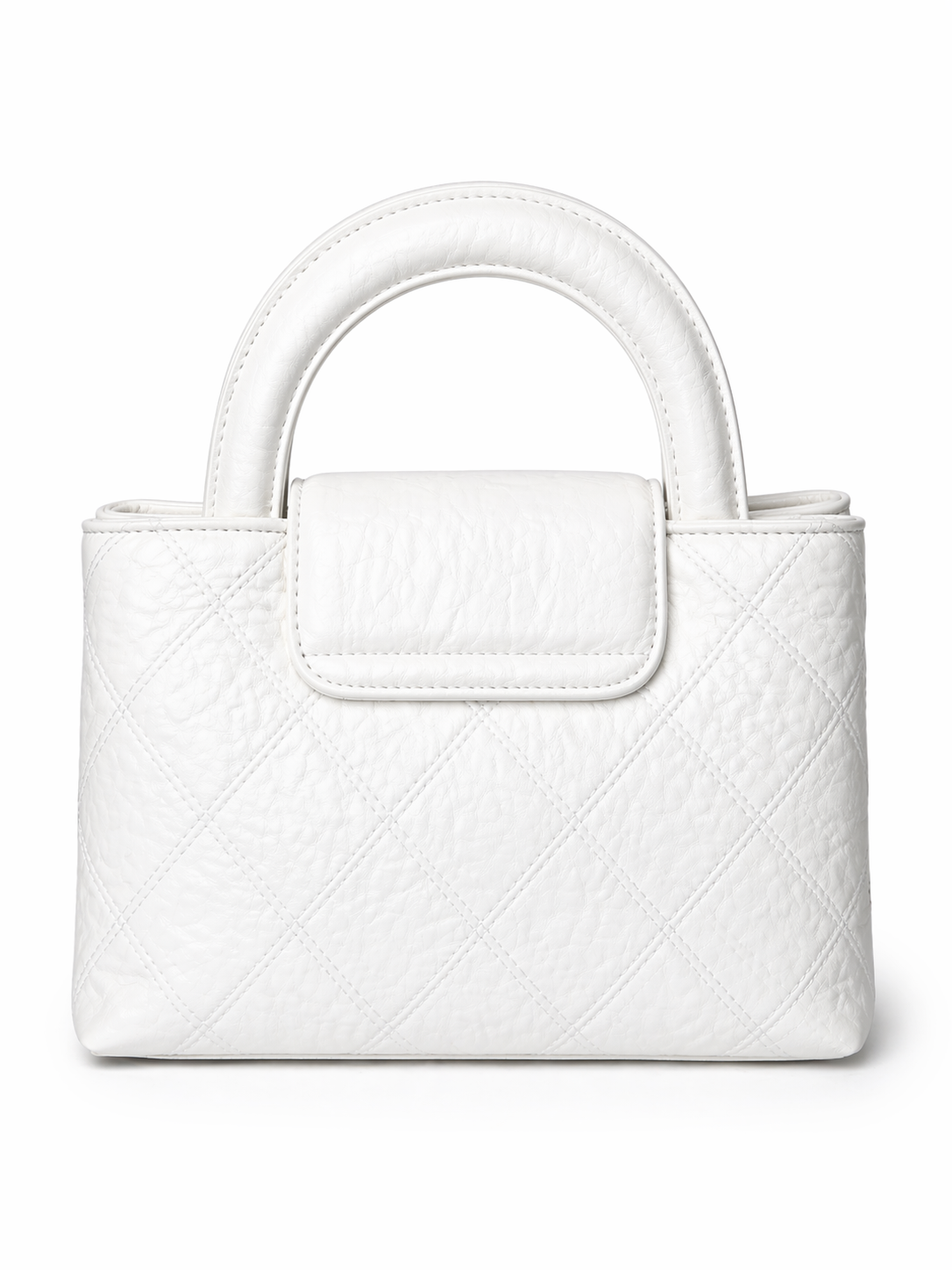 Ivory Luxe Quilted Top Handle Bag