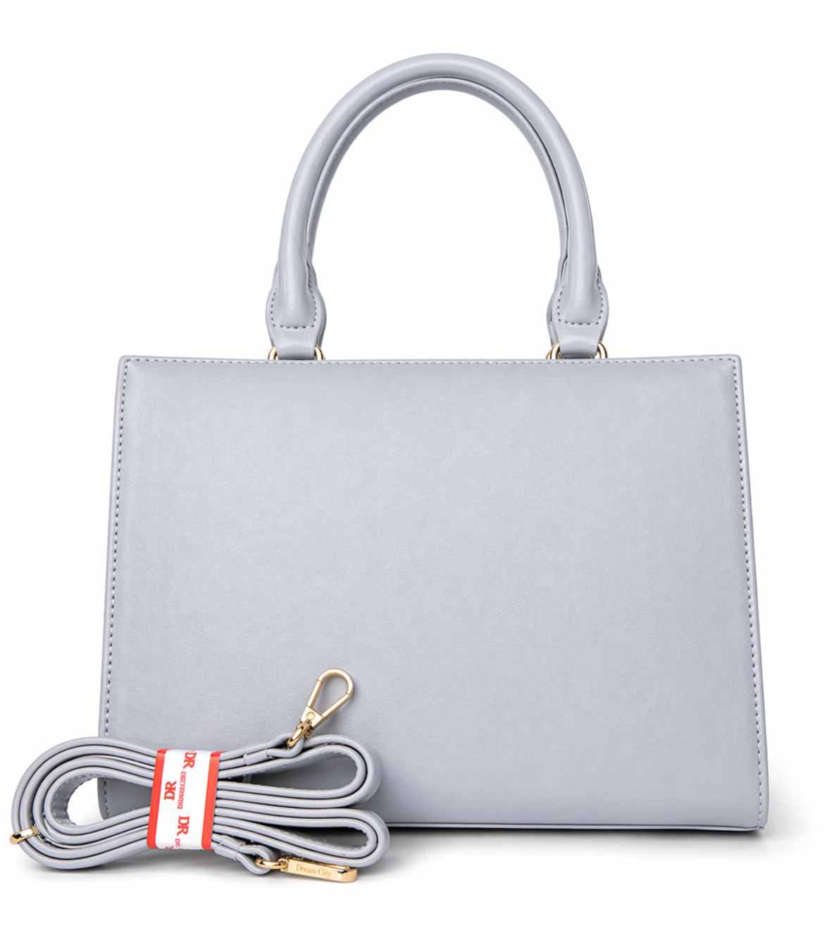 Powder Blue Grey Floral Embossed Top Handle Sling Bag for Women