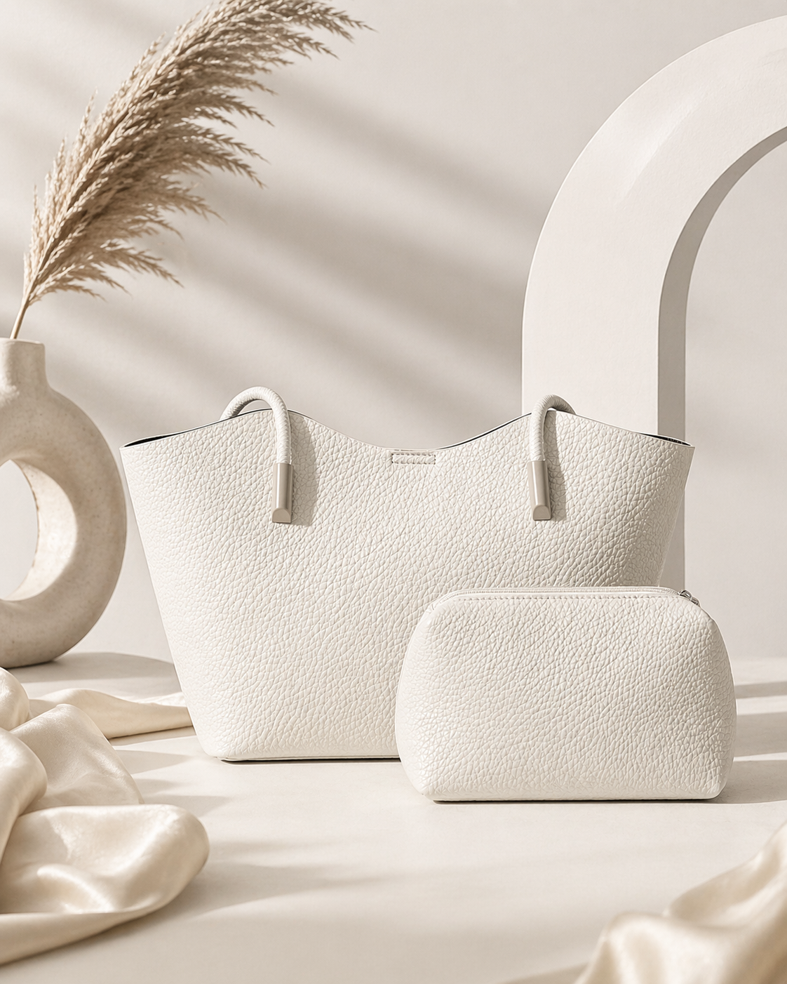 Minimal Luxe Everyday Tote Bag with Pouch