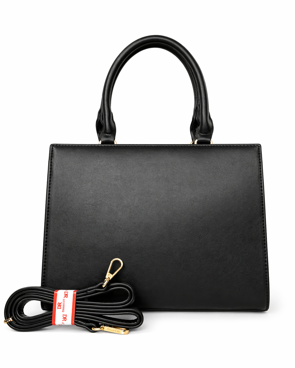 Black Floral Embossed Top Handle Handbag