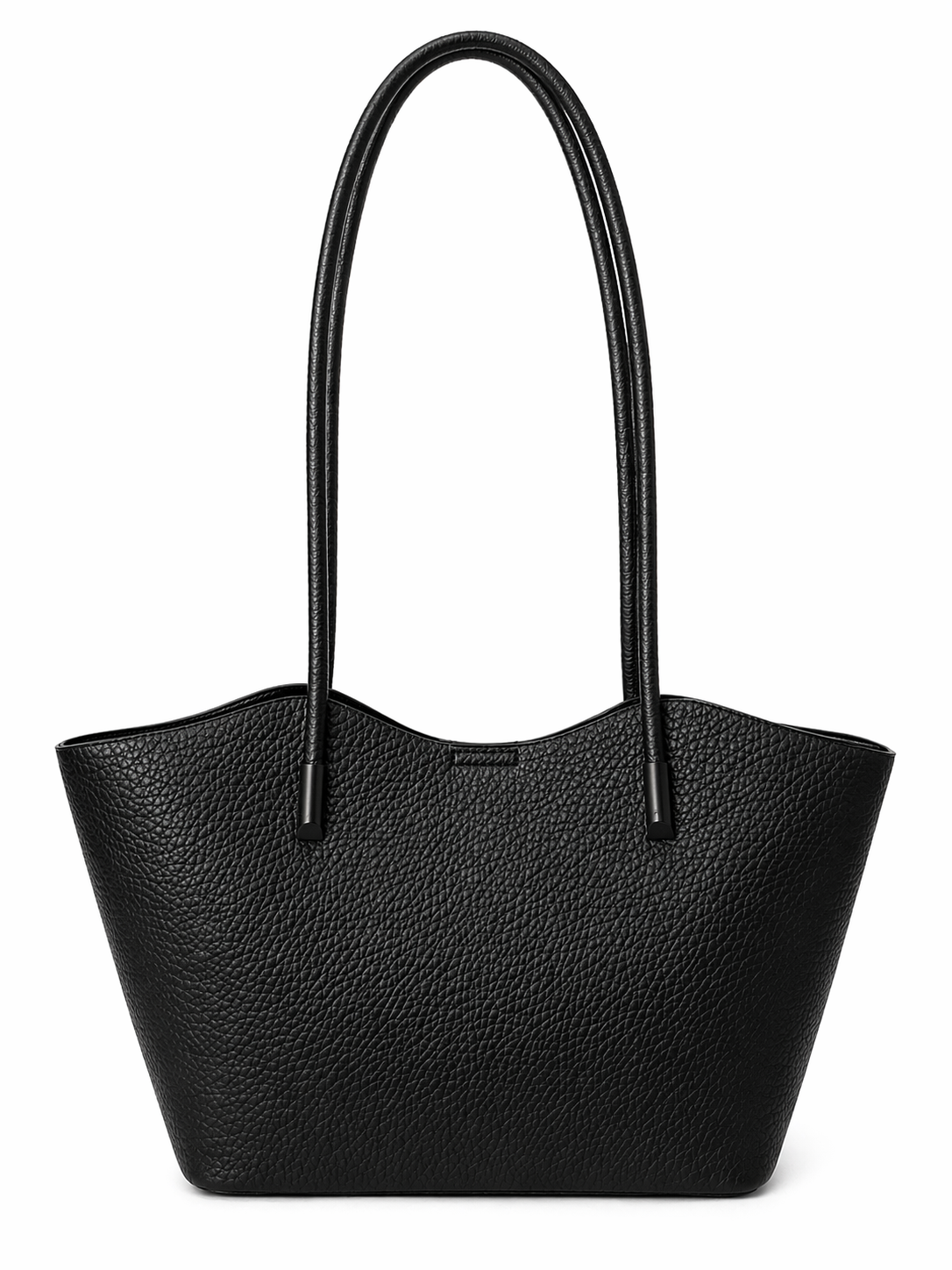 Classic Black Textured Tote Bag with Matching Pouch