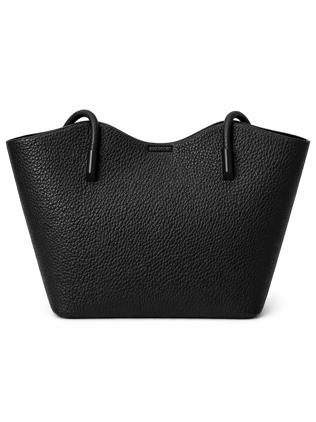 Classic Black Textured Tote Bag with Matching Pouch