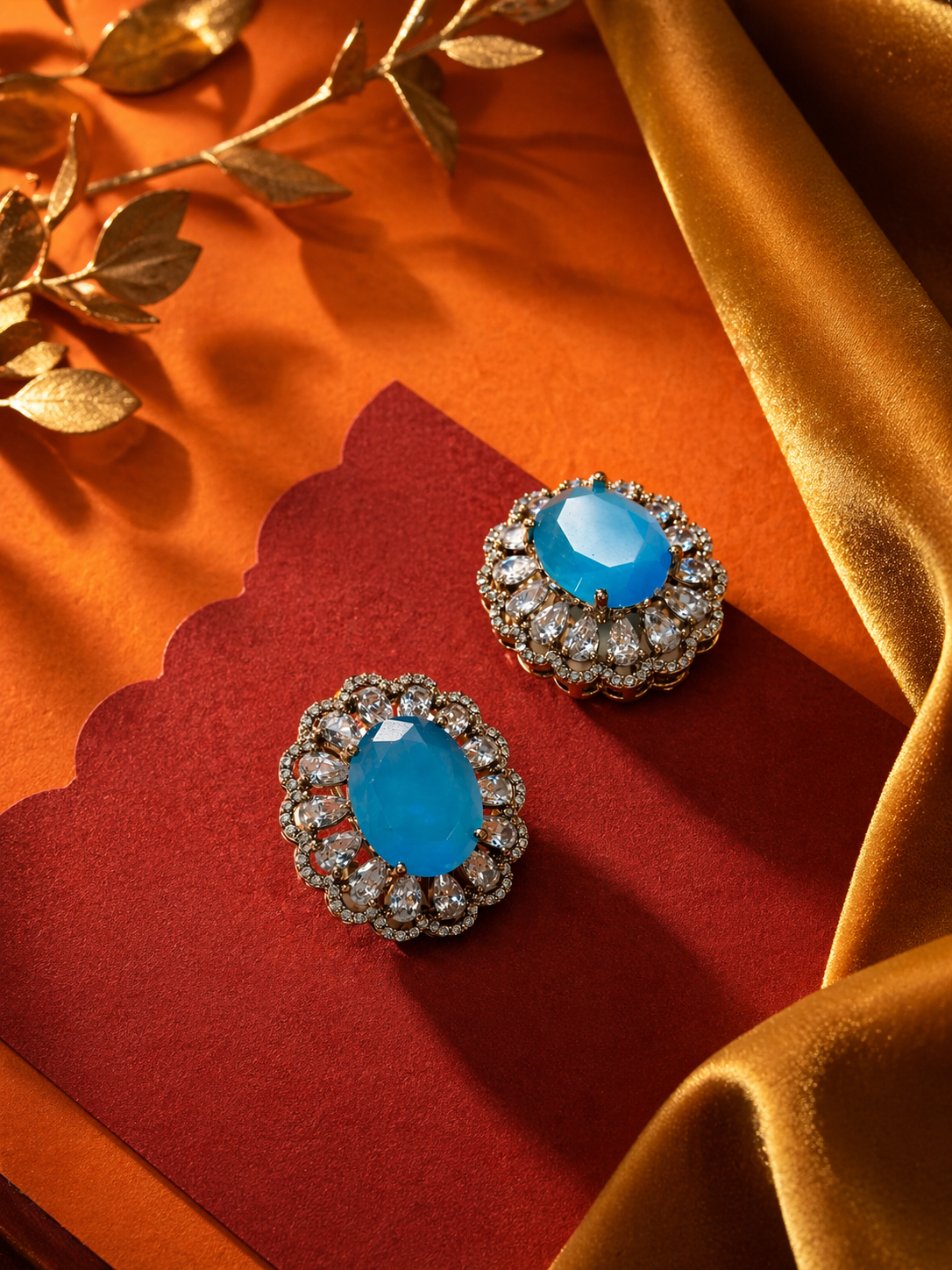 Itrani Azure Bloom Multi Colour Centre Piece Stud Earrings