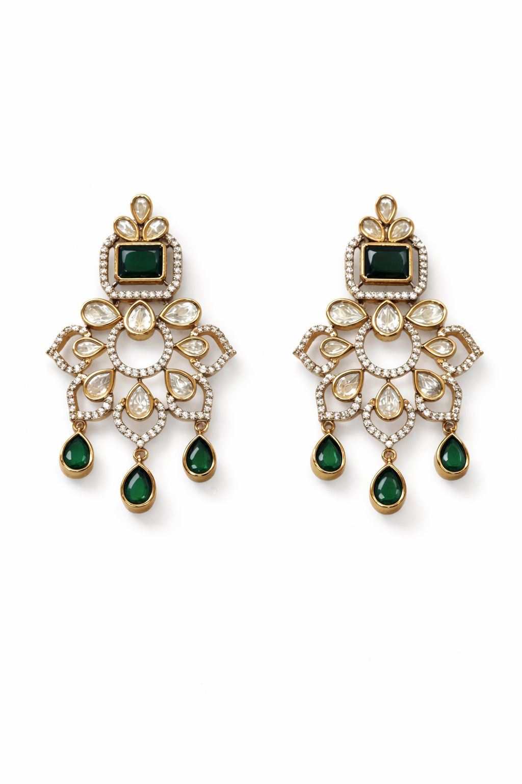 Itrani Nazaakat Polki Floral Danglers Earring