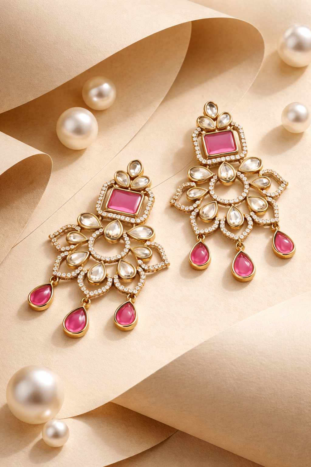Itrani Nazaakat Polki Floral Danglers Earring