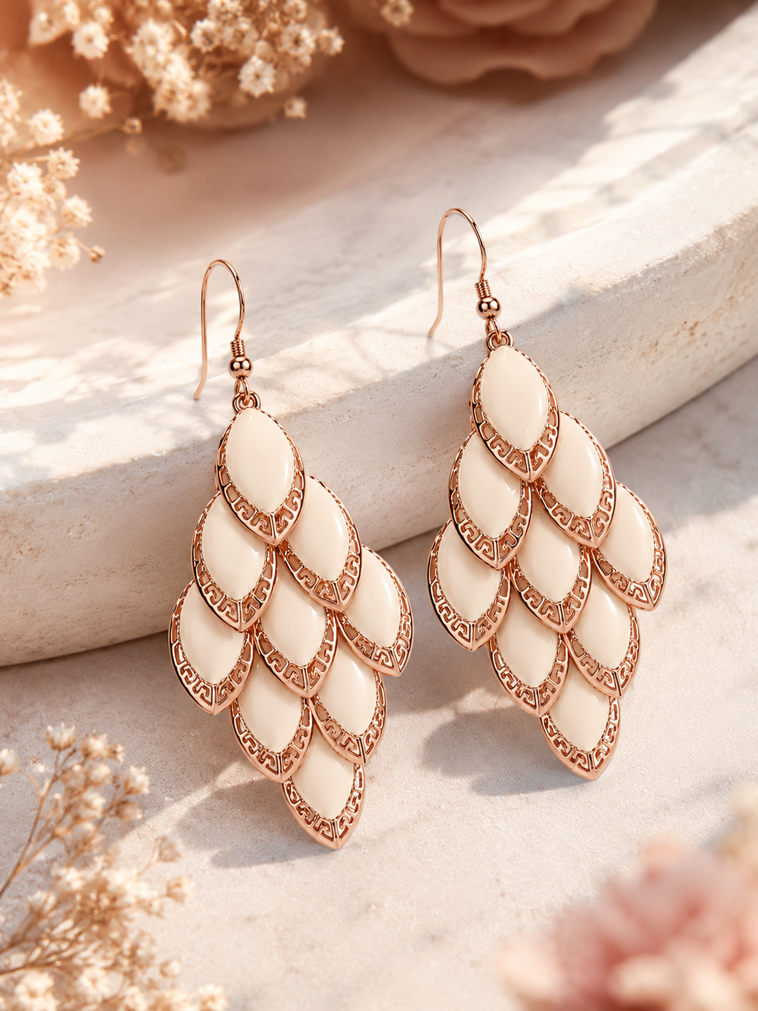 Itrani Ivory Bloom Filigree Drop Earrings