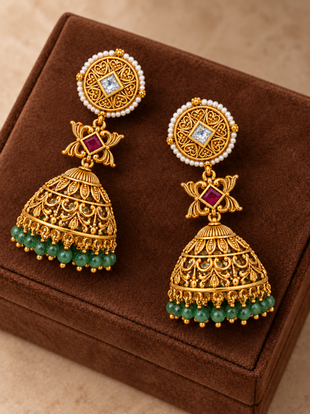 Itrani Heritage Roohani Statement Gold Jhumka Earrings