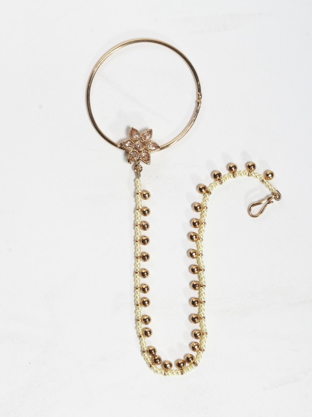 Pearl Chain Nathni with American Diamond Hoop