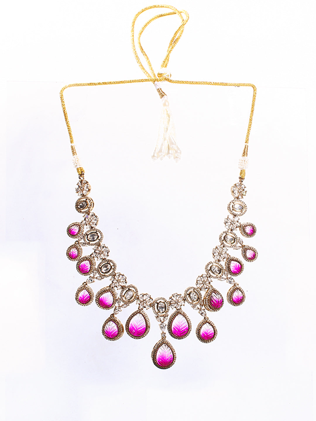 Royal Pink Droplet Antique Necklace Set