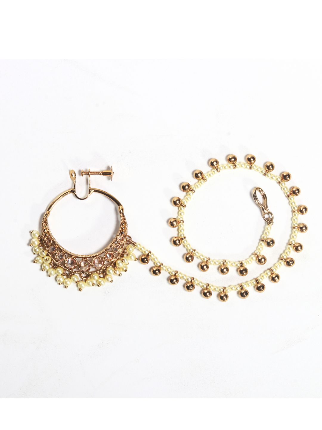 Pearl Hoop Nathni with Chain