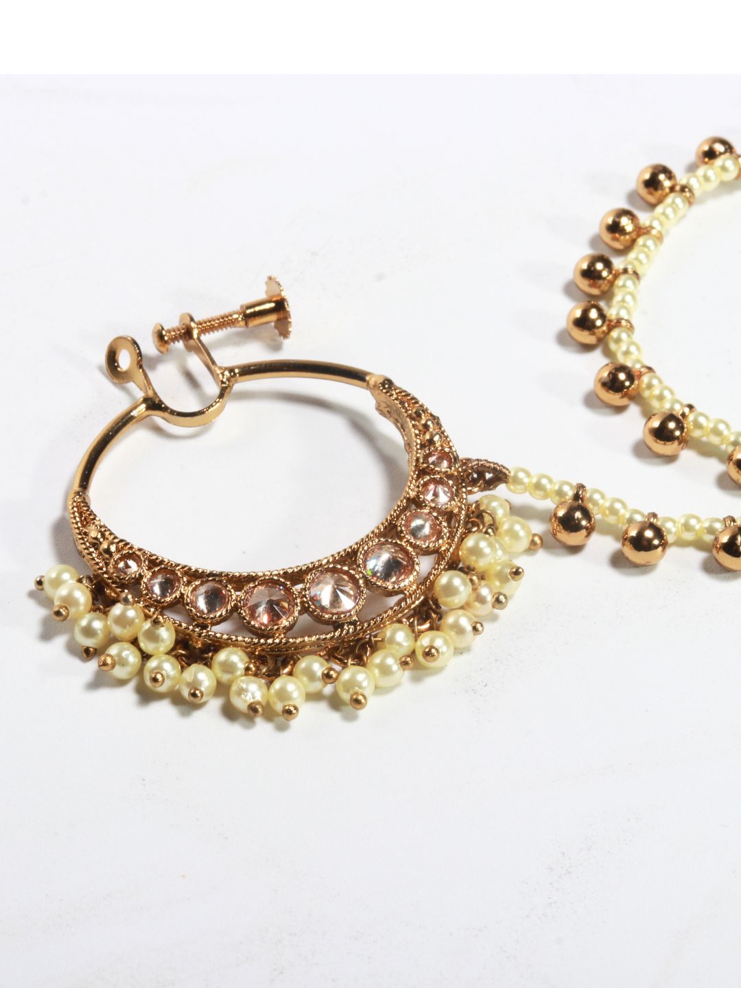 Pearl Hoop Nathni with Chain