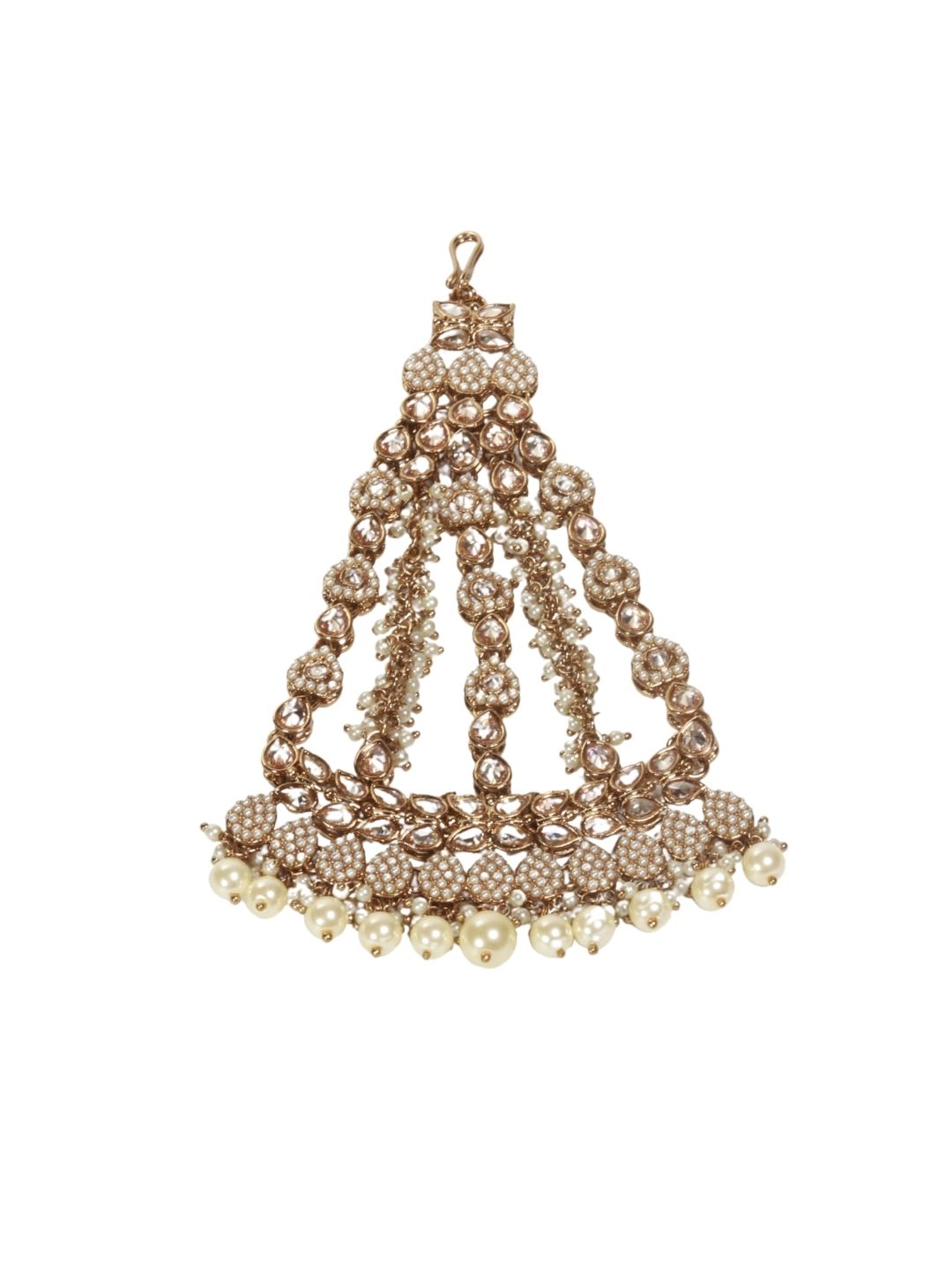 Oyal Gold Finish Passa with Pearl Droplets & Reverse American Diamonds
